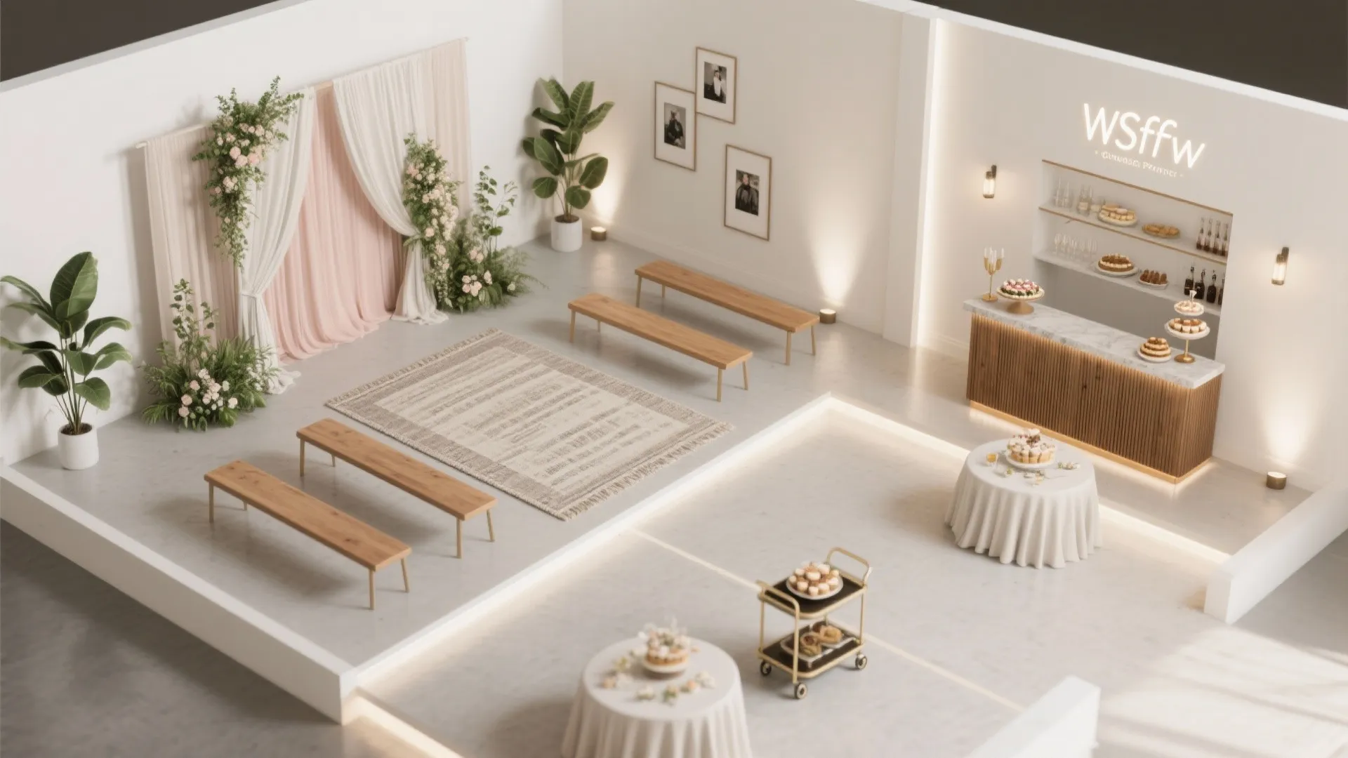 Flexible micro-zones for ceremony, photos, and mingling