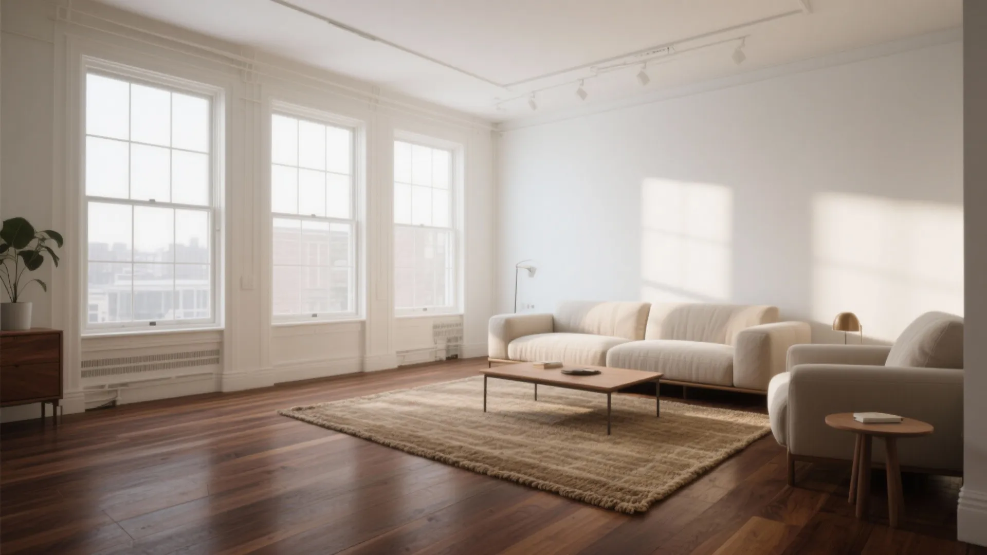 Gentle Contrast: Mid-Dark Floors with Light Walls