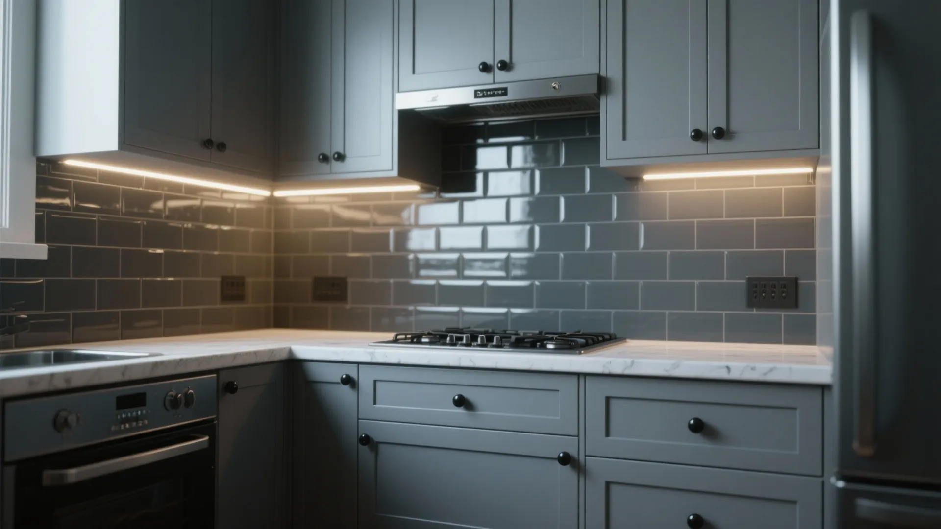 2. Mid-Gray Shaker with Matte Black Hardware