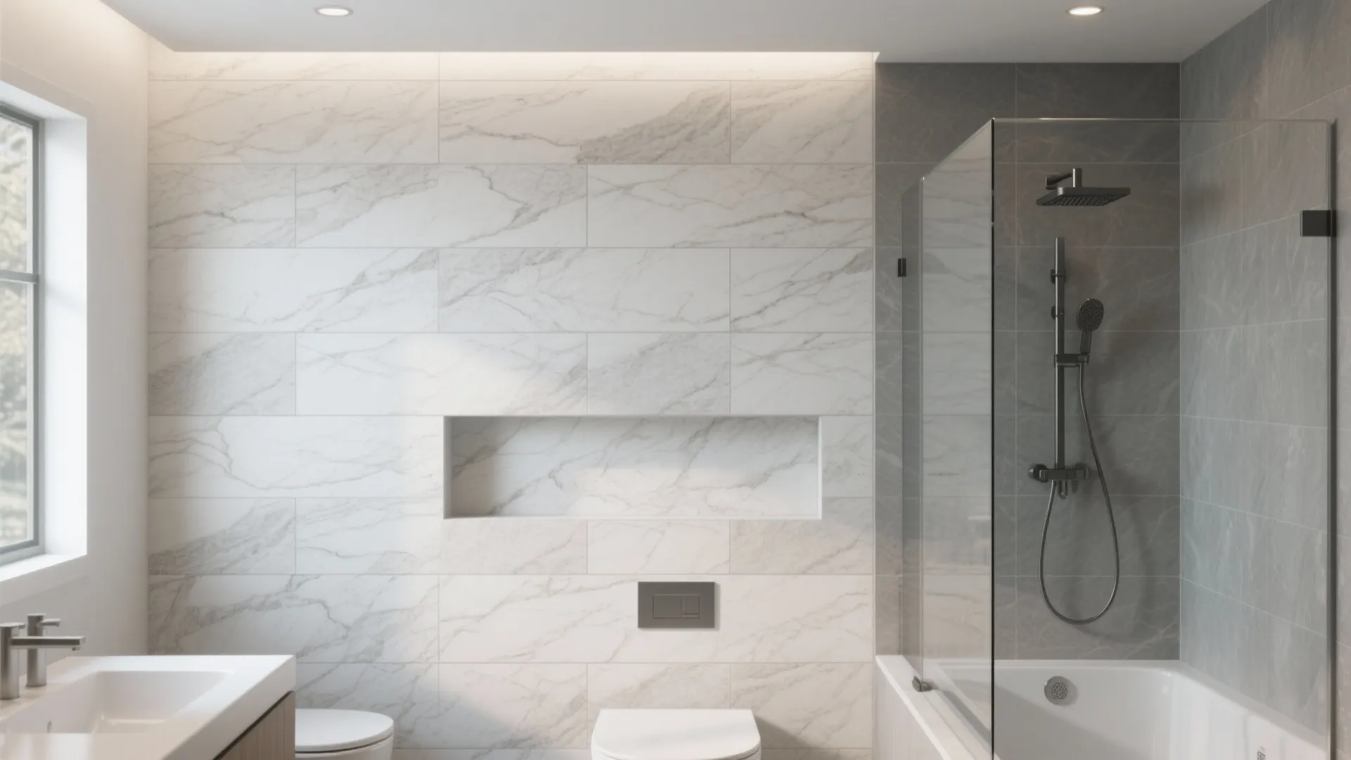 3) Mid-size rectangles (12"×24") for balanced rhythm