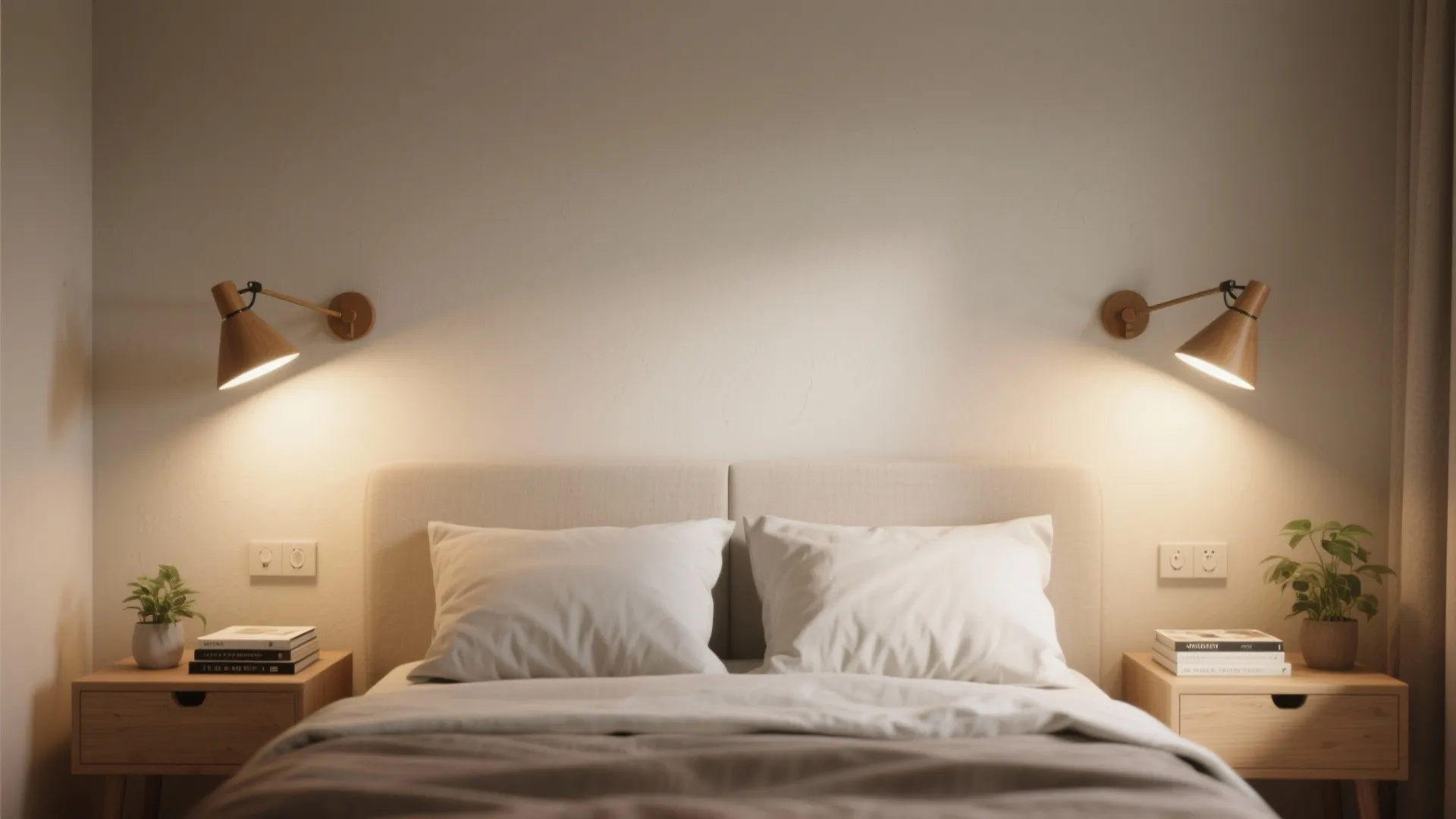Mid-Century Swivel Sconces as Bedside Task Lights