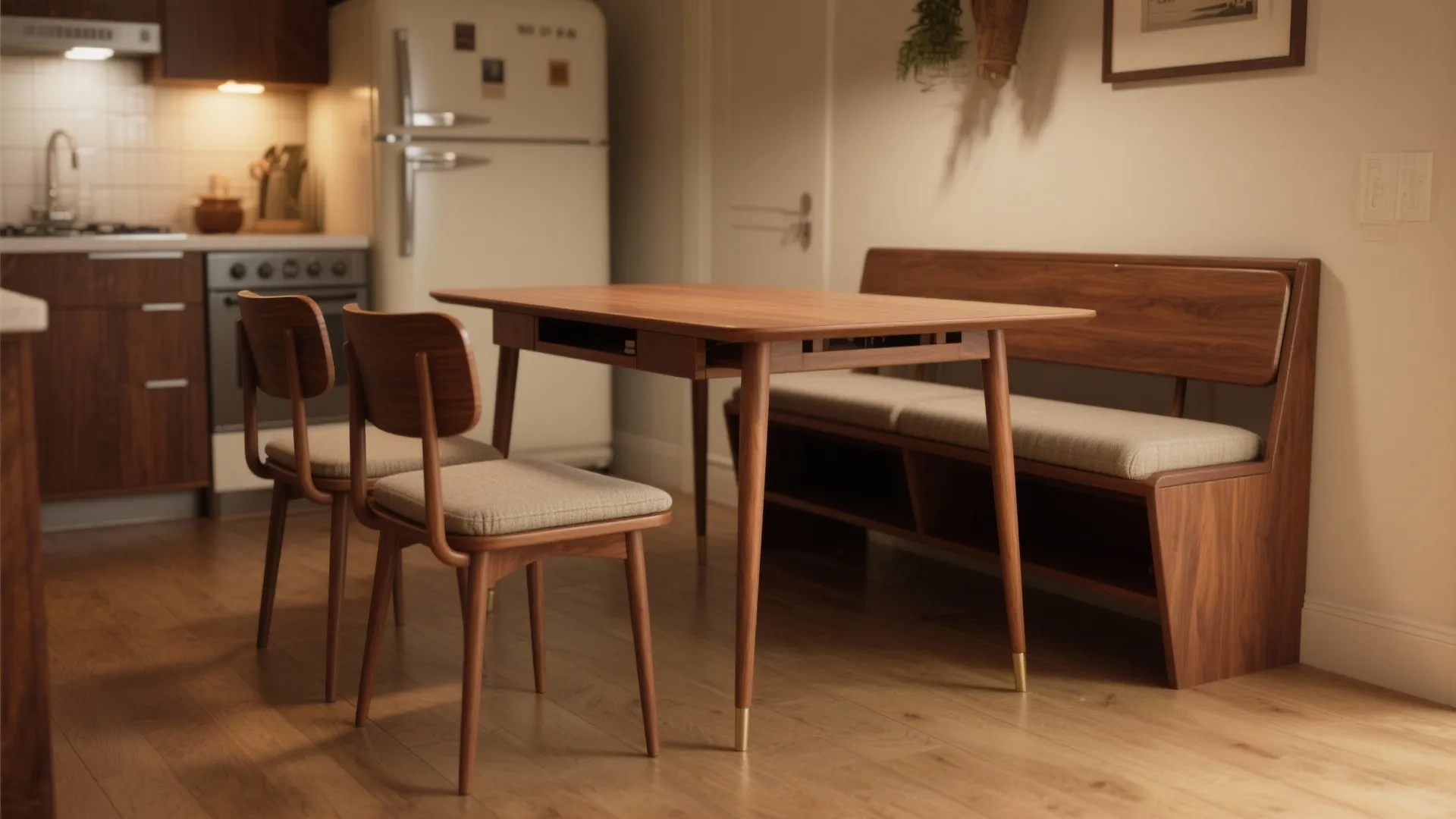 3. Mid-Century Inspired Drop-Leaf Bench Table