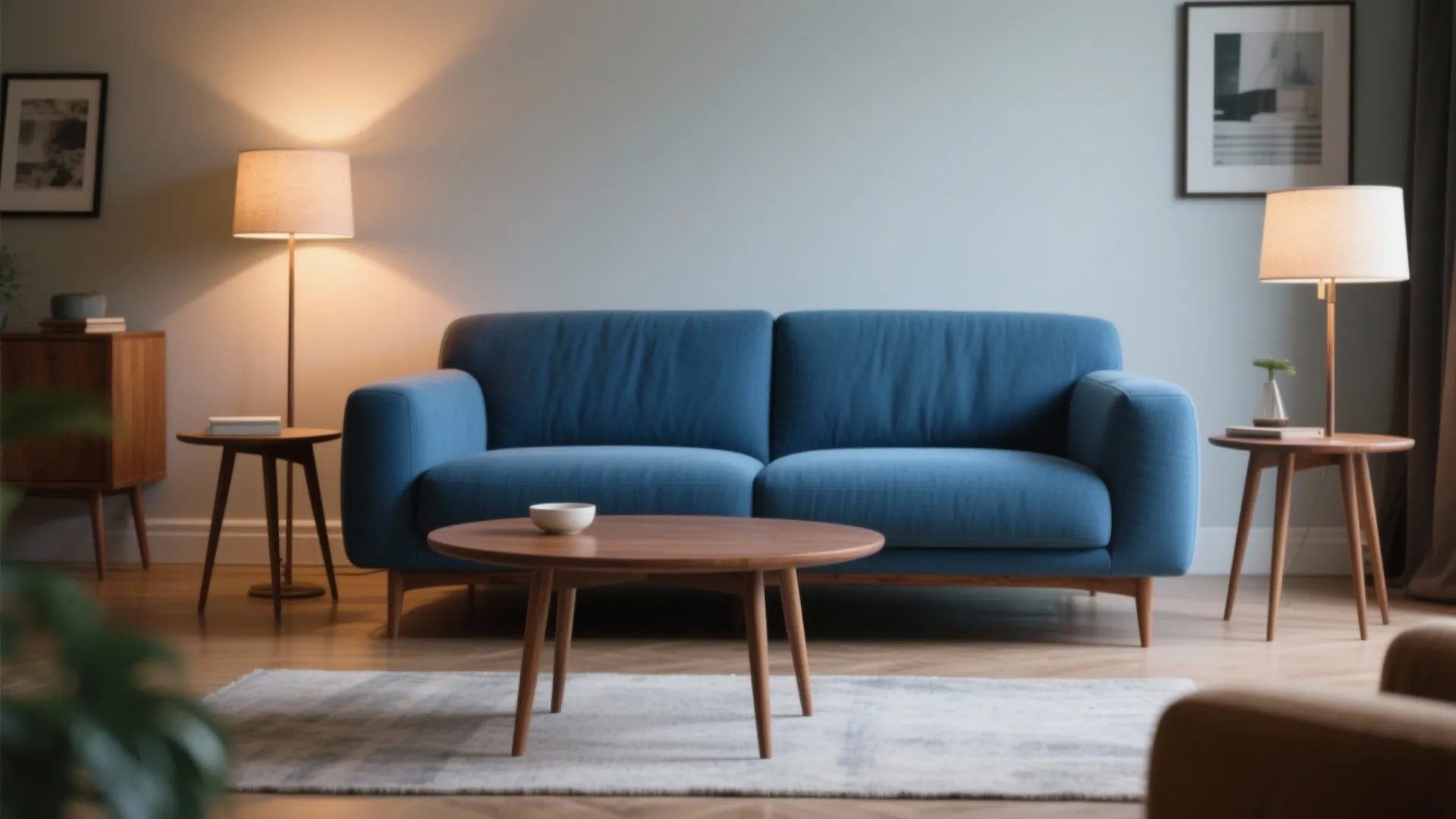 2. Mid-Century Vibes with Wooden Elements