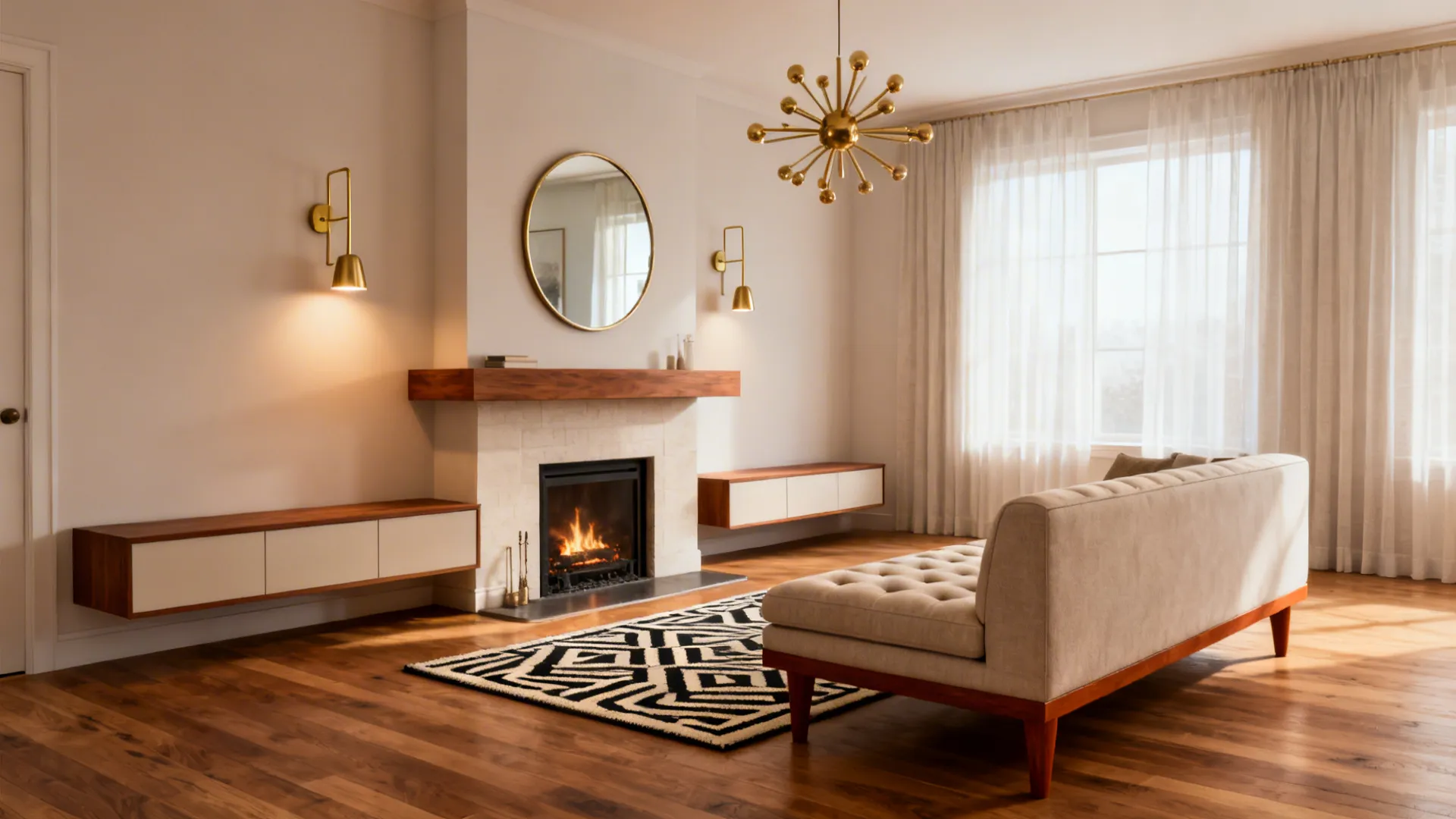 Mid-Century Modern Living Room Ideas: 5 small-space design inspirations for a mid-century modern living room with fireplace