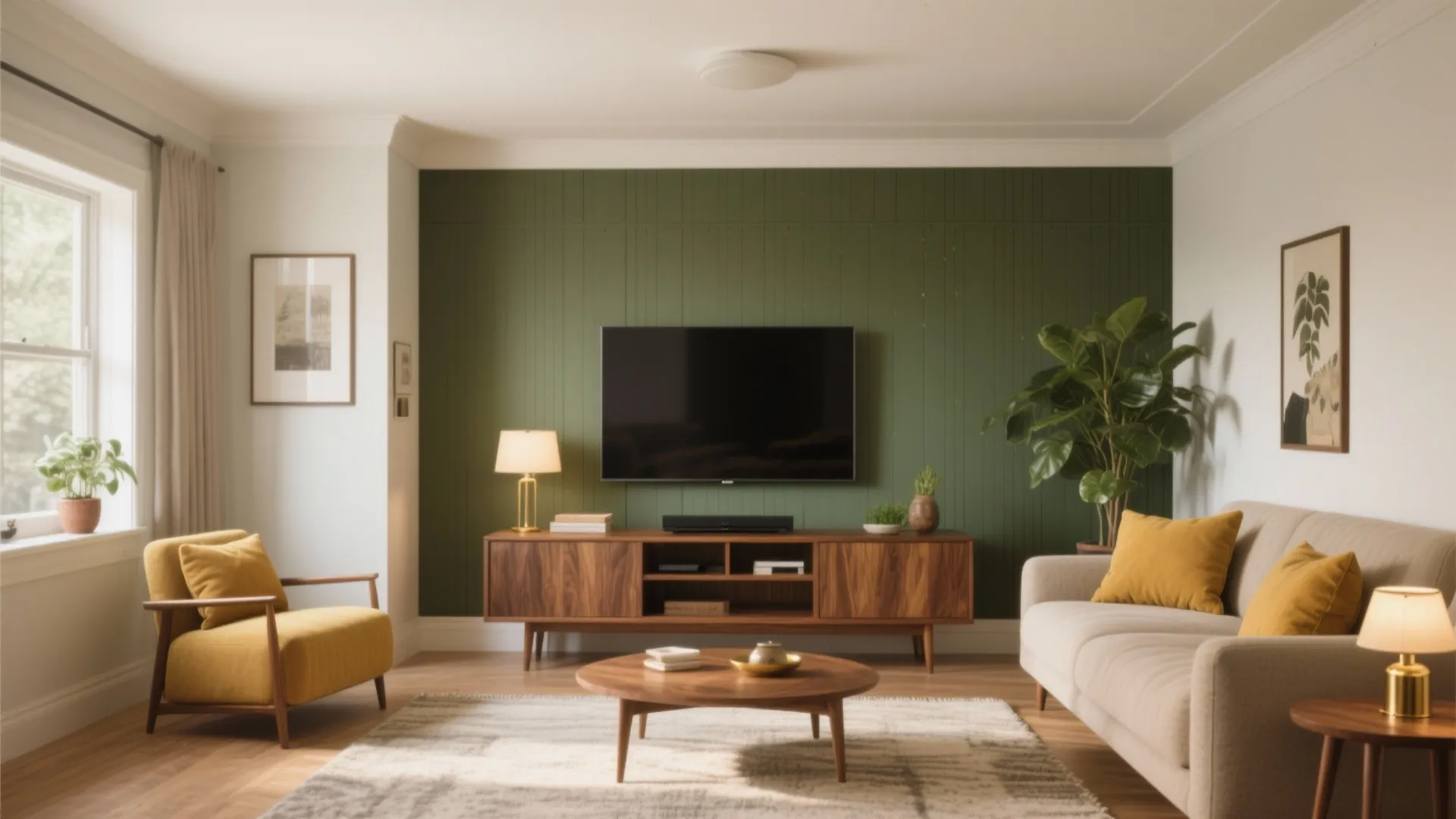 Mid-Century Modern with Earthy Greens