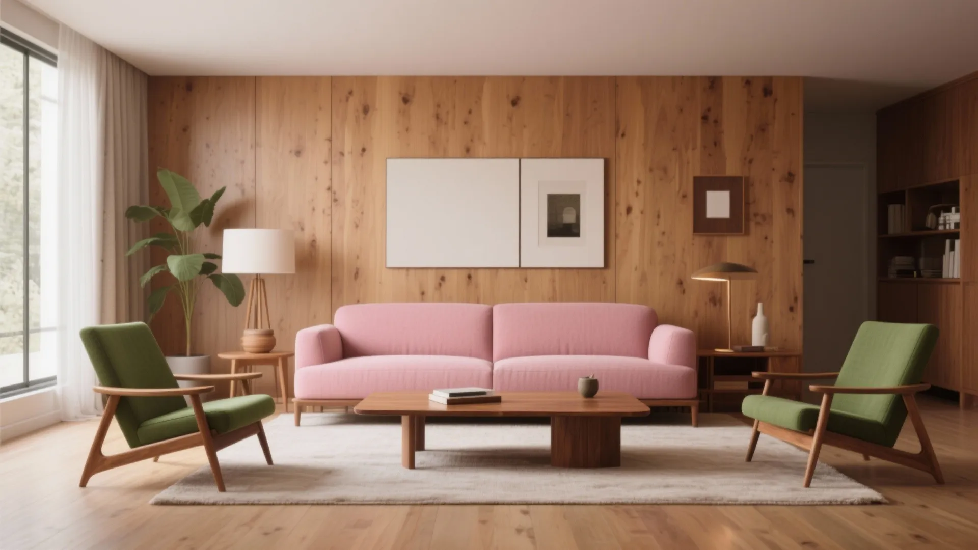 6. Mid-century Modern Pink and Green