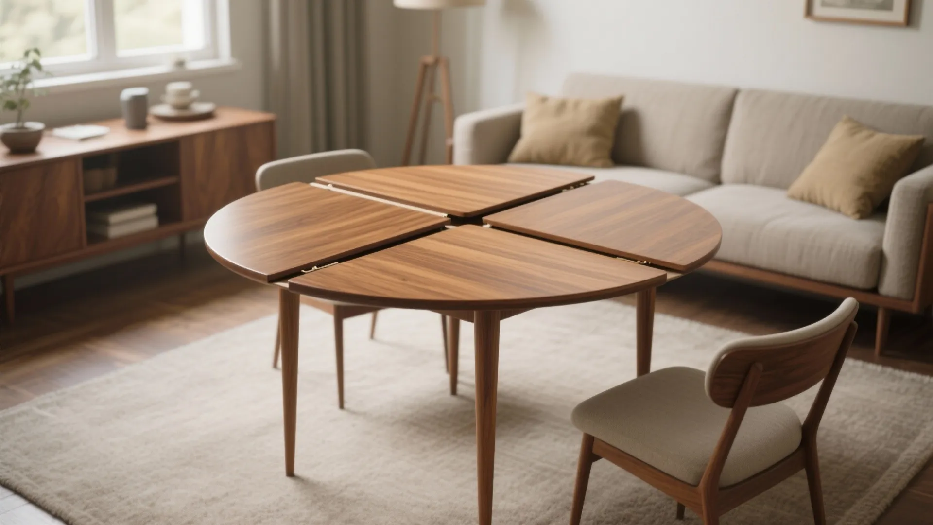 2. Mid-century round with hinged leaves