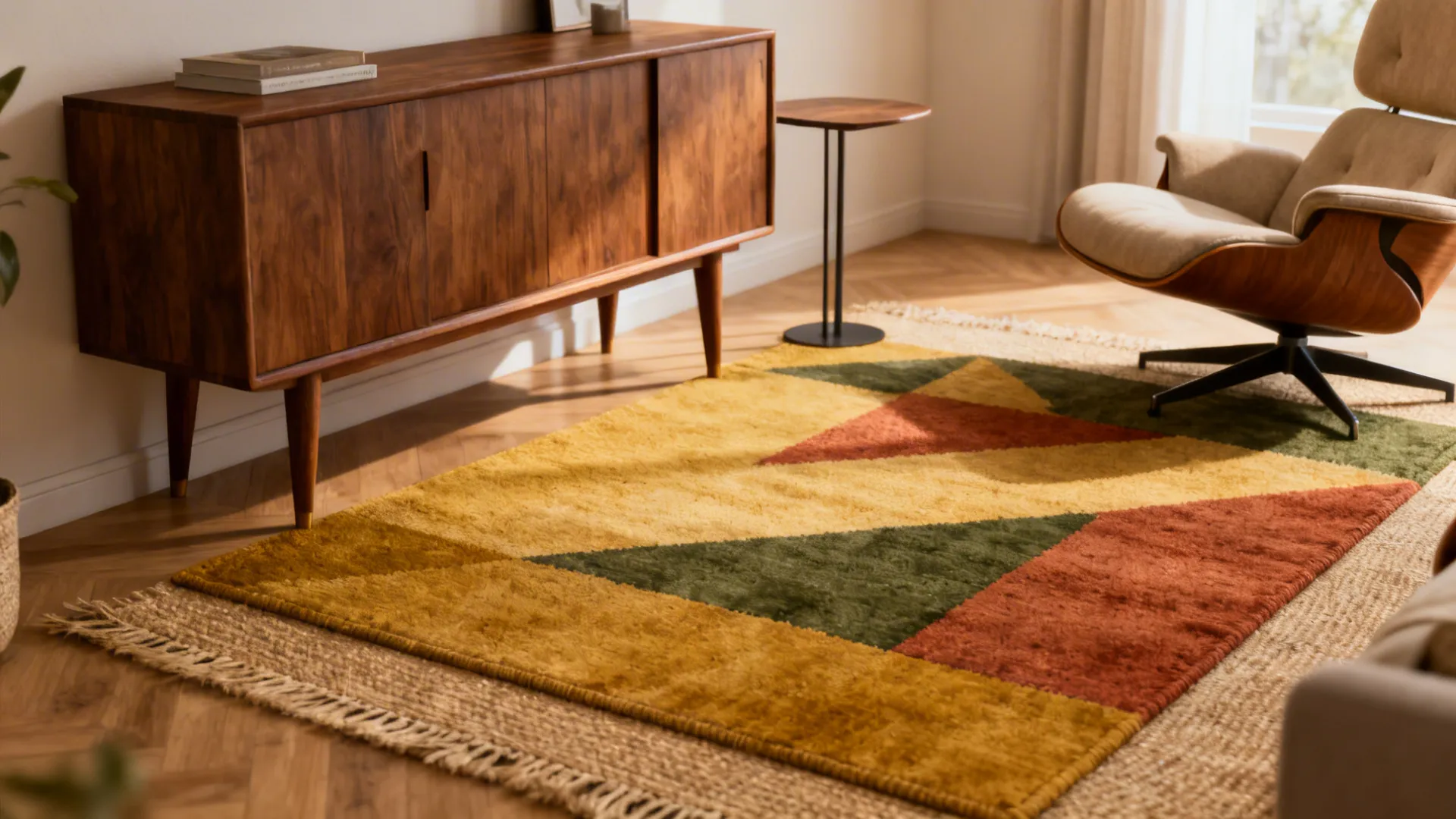 Mid-Century Modern Living Room Rug Ideas (5 Inspo)
