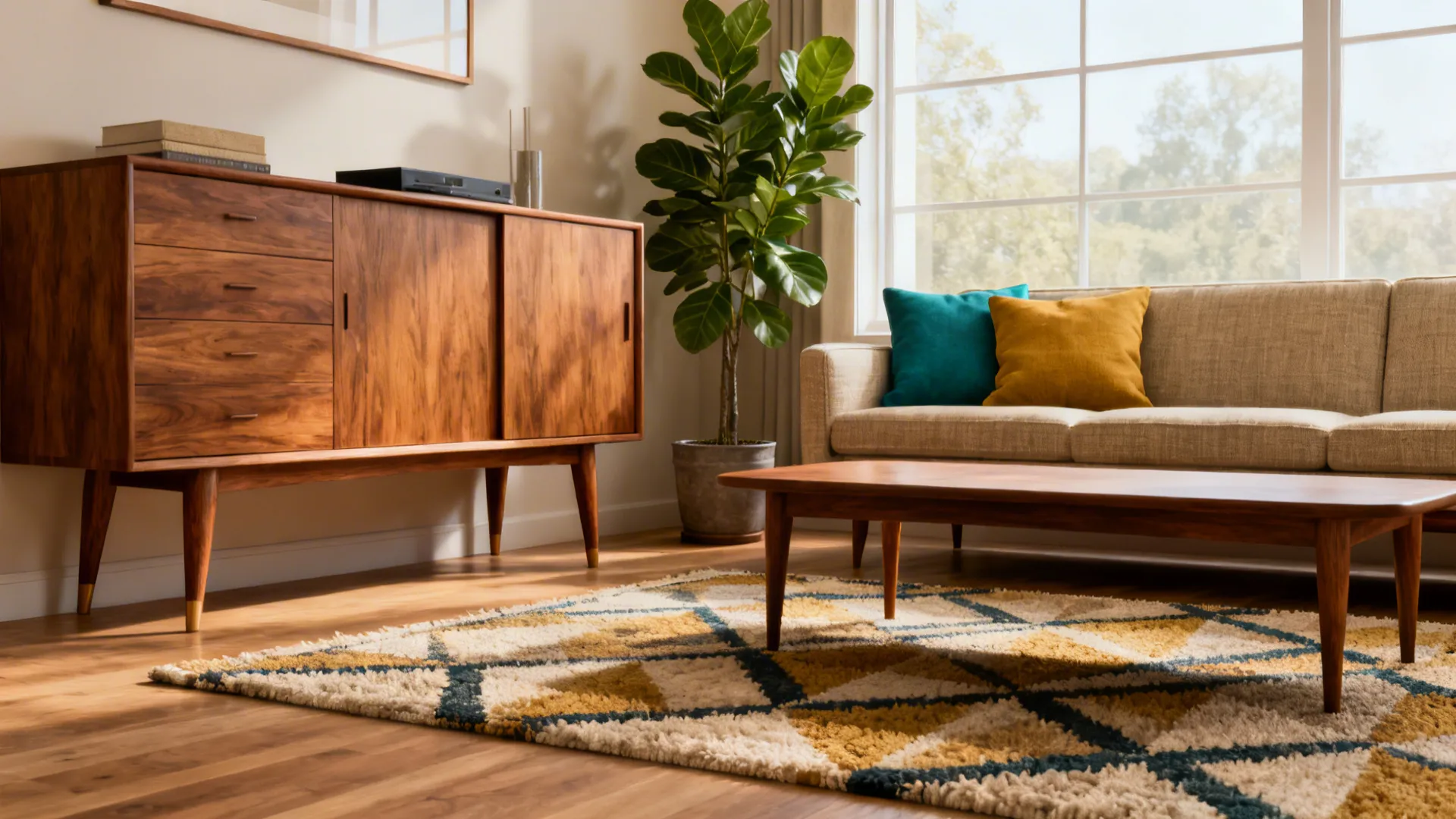 Mid Century Modern Living Room Rugs: 5 Inspo Ideas