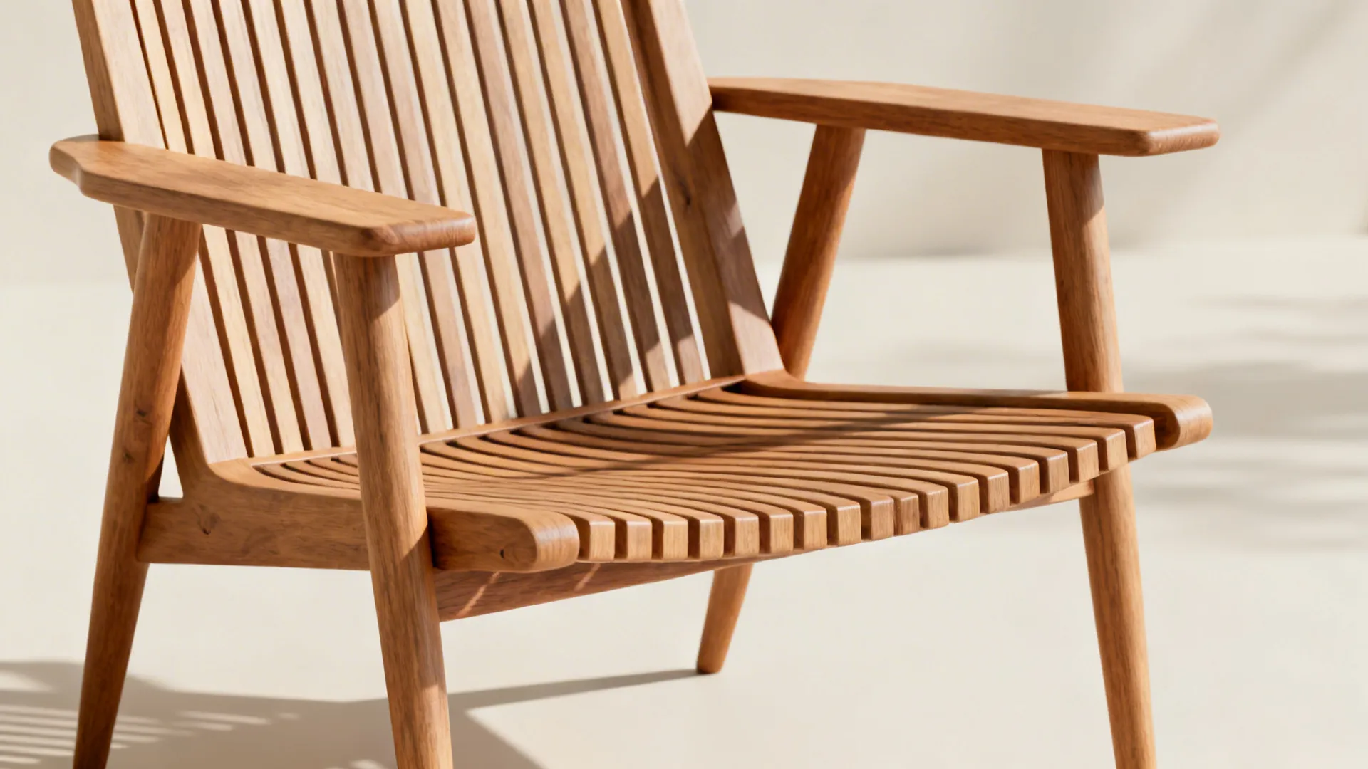 1. Mid-century slatted wooden arm chair