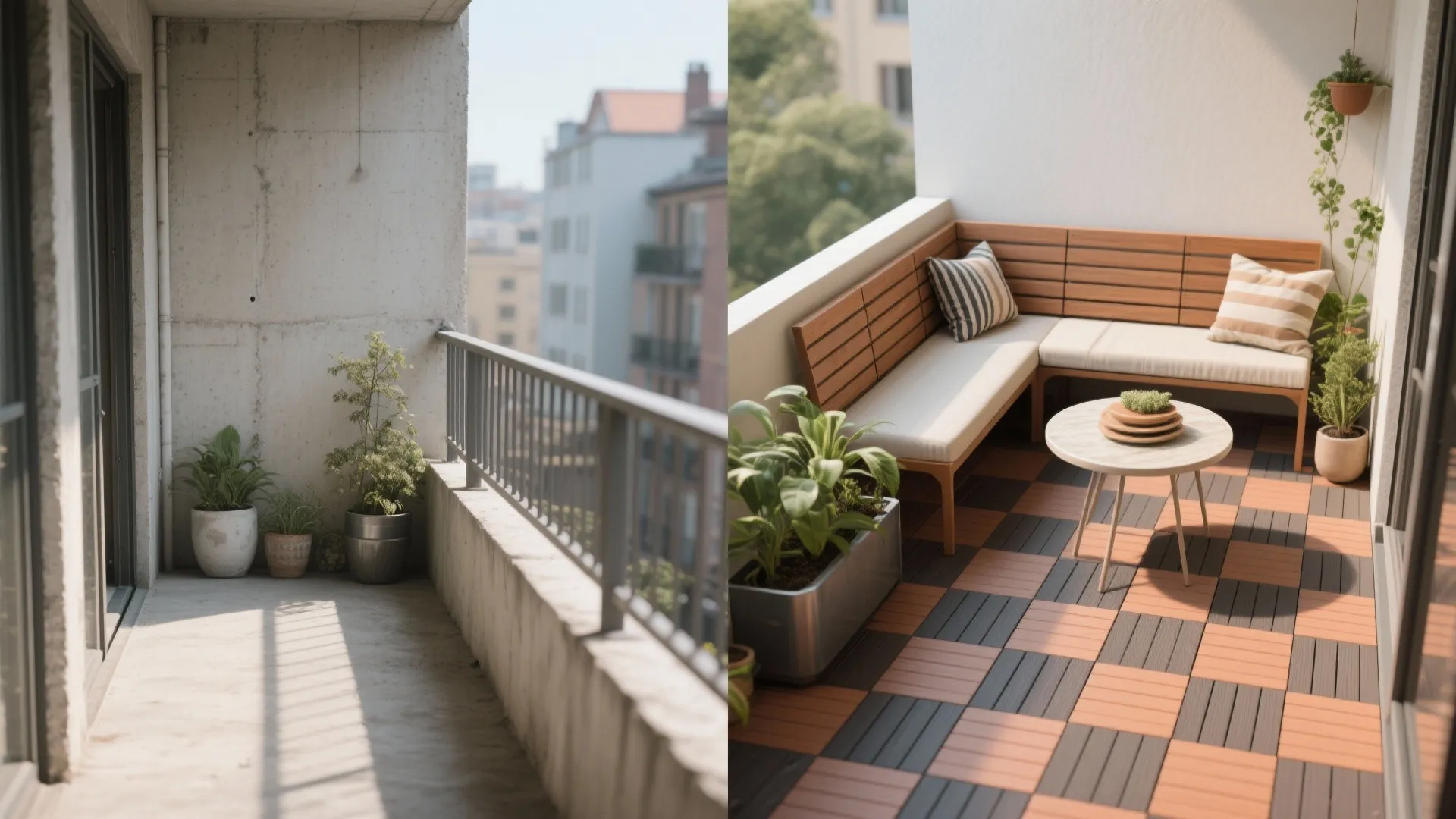 Mid-Century Low Lounge with Patterned Tile