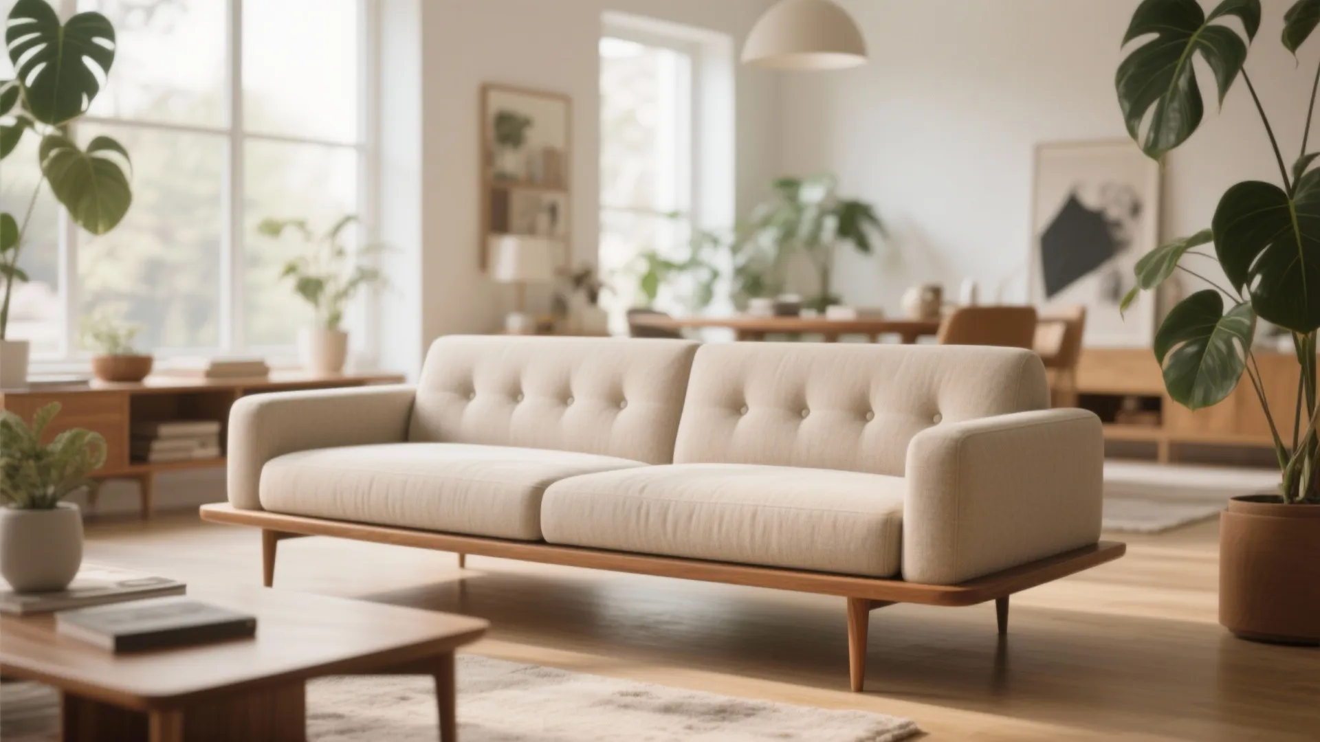 Mid-Century Modern Tufted Sofa