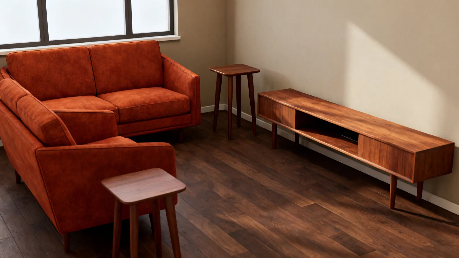 3. Mid-century modern with warm woods