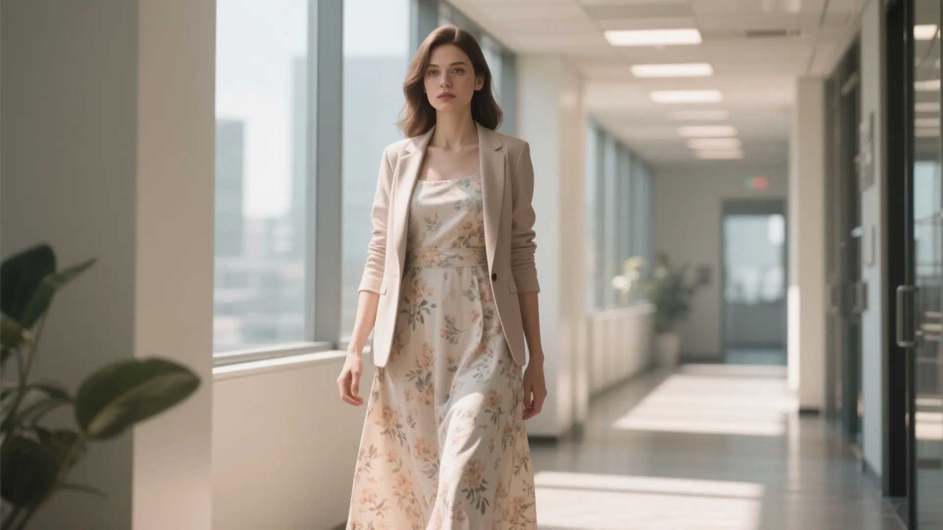 2. Midi Dress with Lightweight Blazer