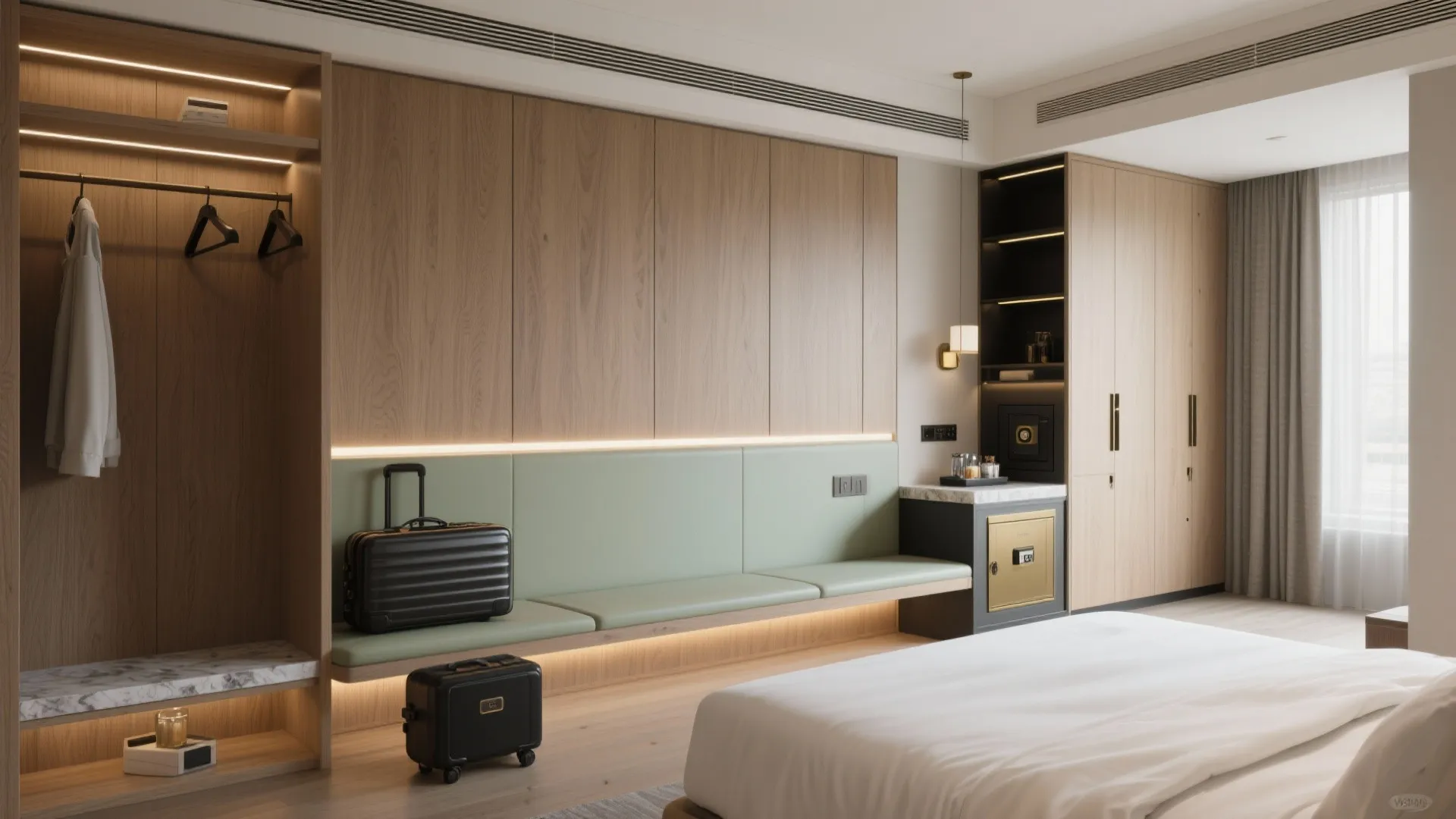 One seamless millwork wall for storage and serenity