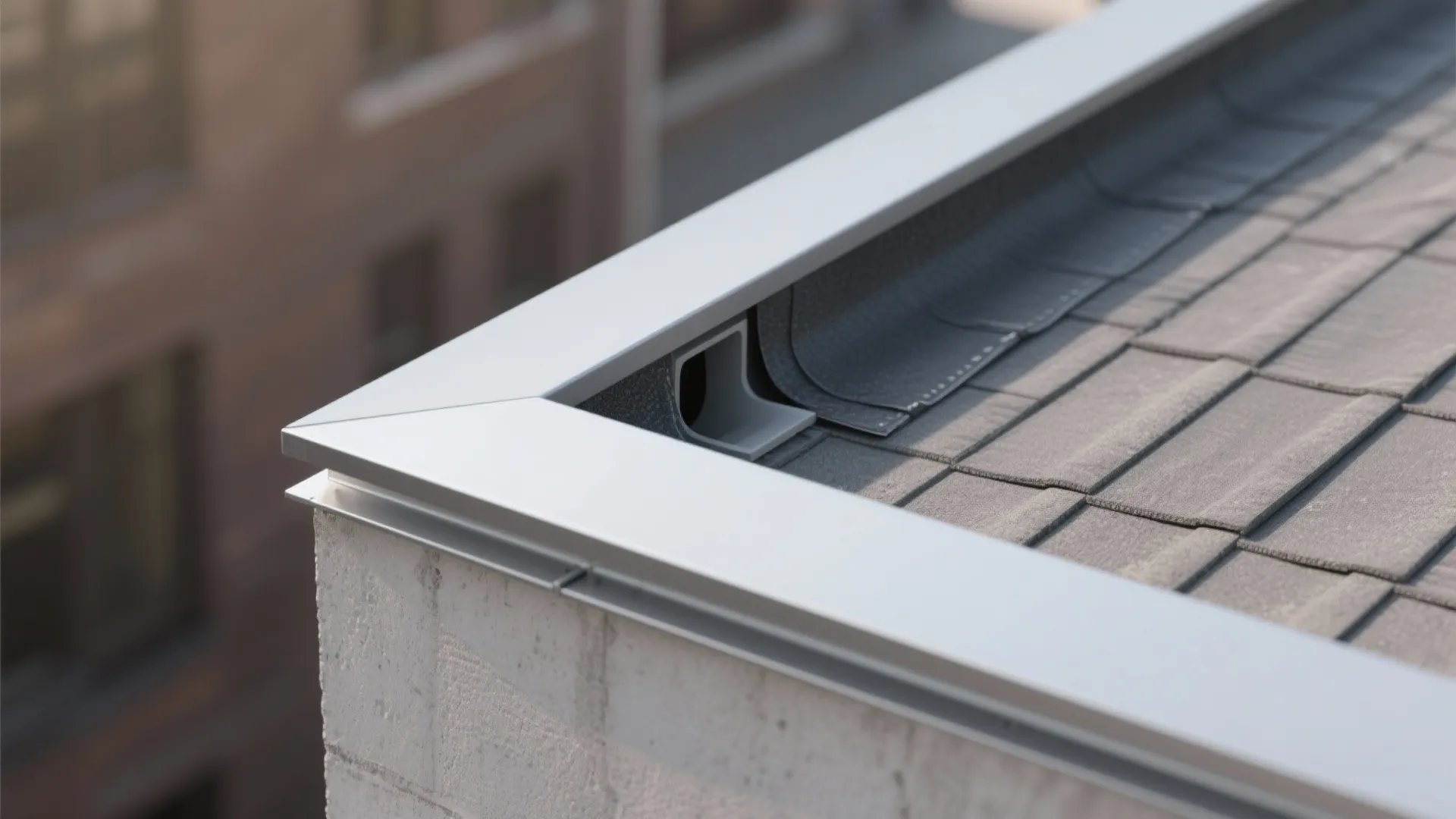 Minimalist steel coping with concealed drainage