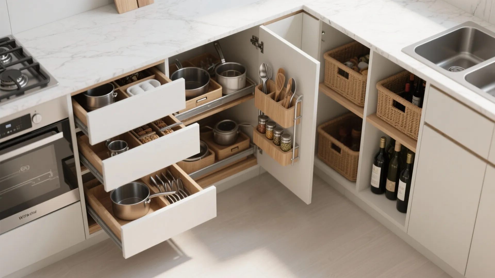 Minimalist kitchen storage that actually works