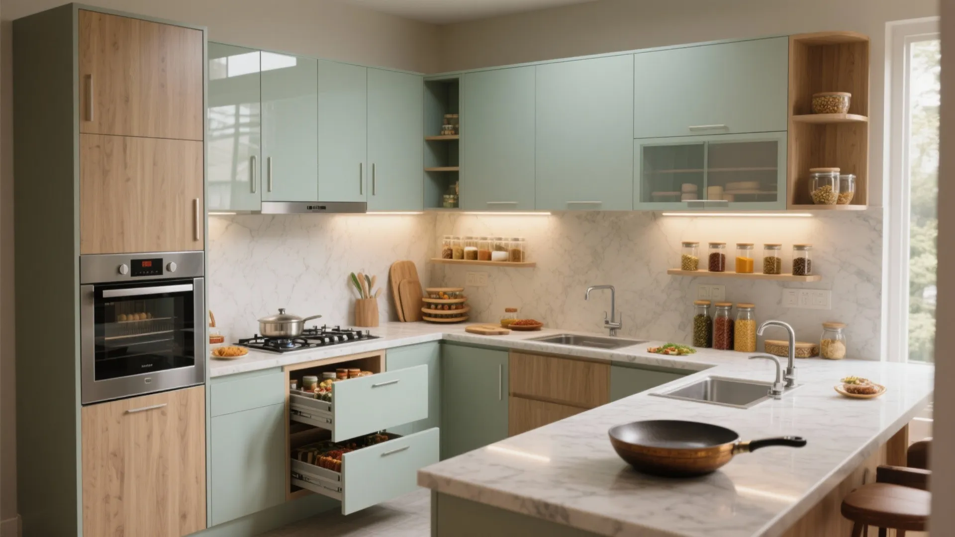 Minimalist kitchen storage that still loves Indian cooking