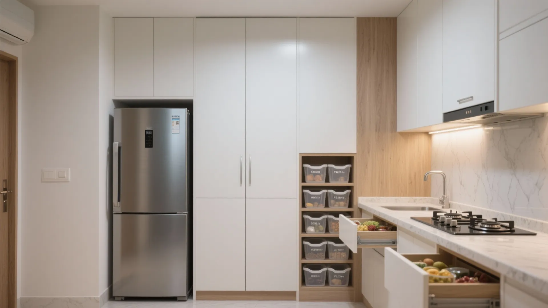 Minimalist kitchen storage that actually fits 1BHK life