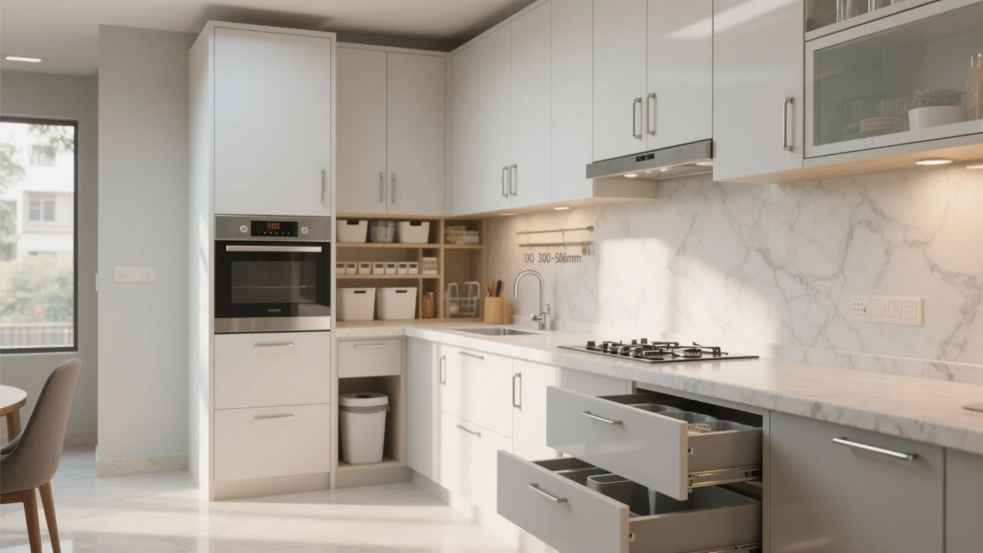 Minimalist Kitchen Storage for a 1 BHK