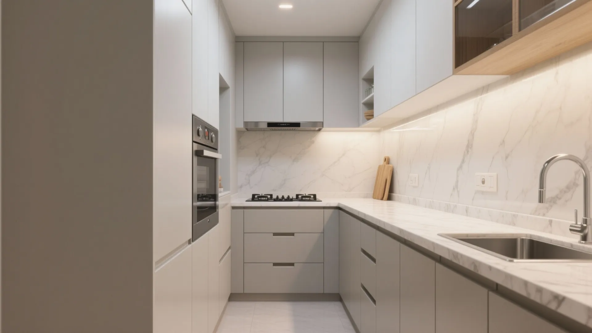 Minimalist kitchen storage for compact 2 BHKs