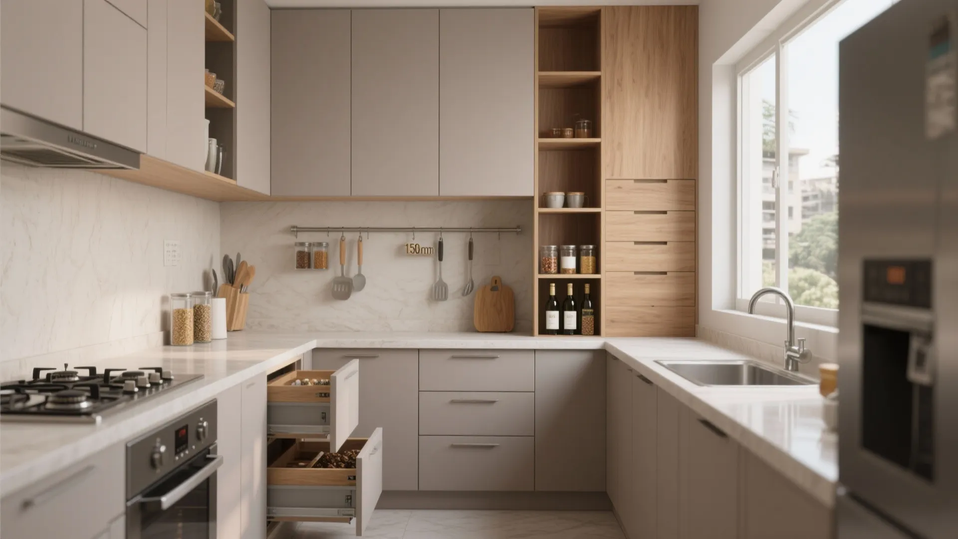 Minimalist kitchen storage that breathes