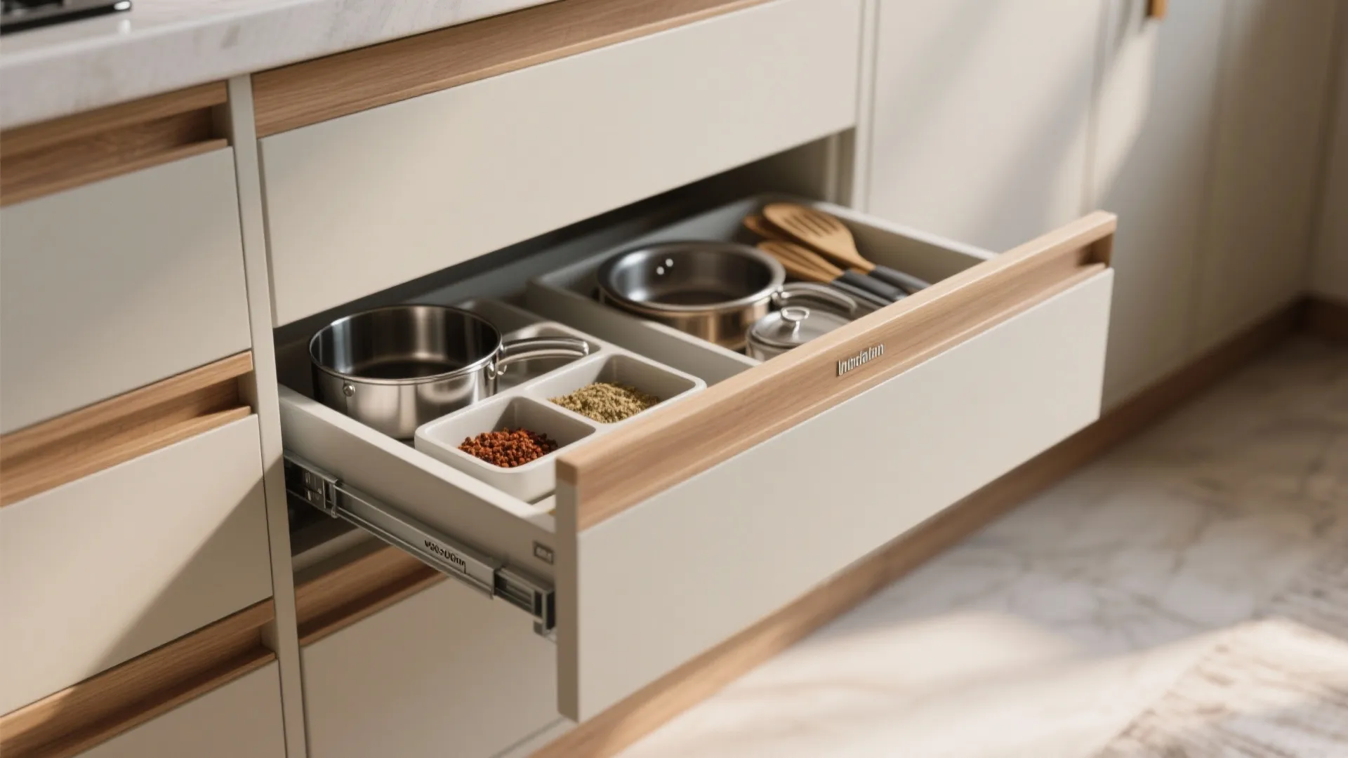 Minimalist kitchen storage that works in 1 BHKs