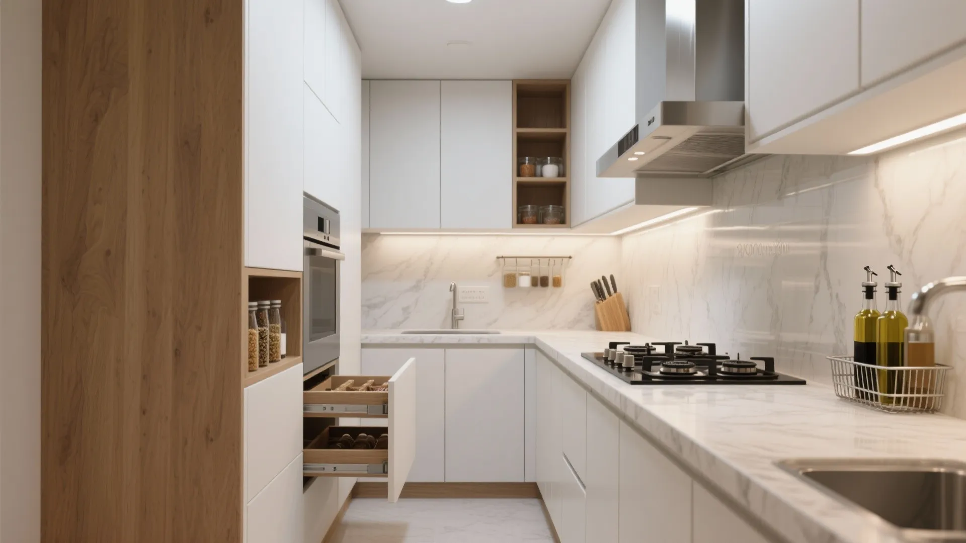 Minimalist kitchen storage that actually moves with you