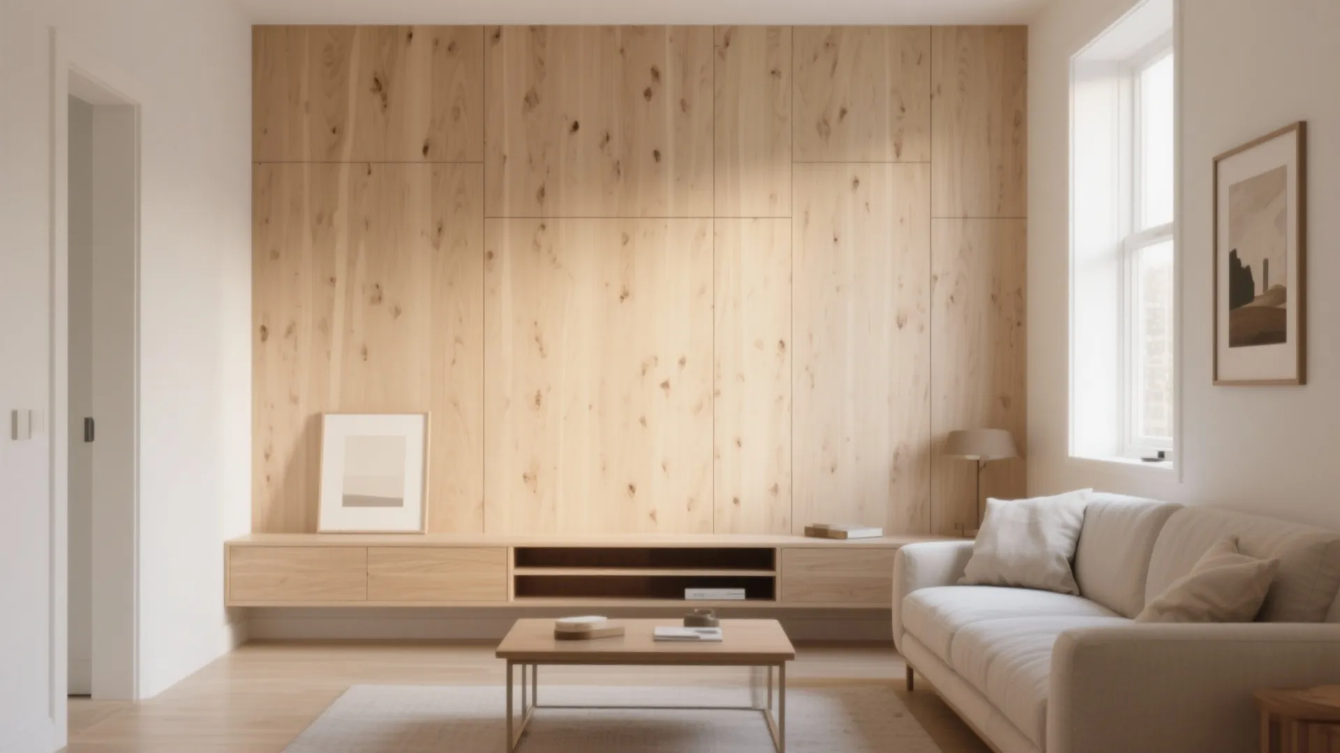 Minimalist Wood-Grain Feature Wall