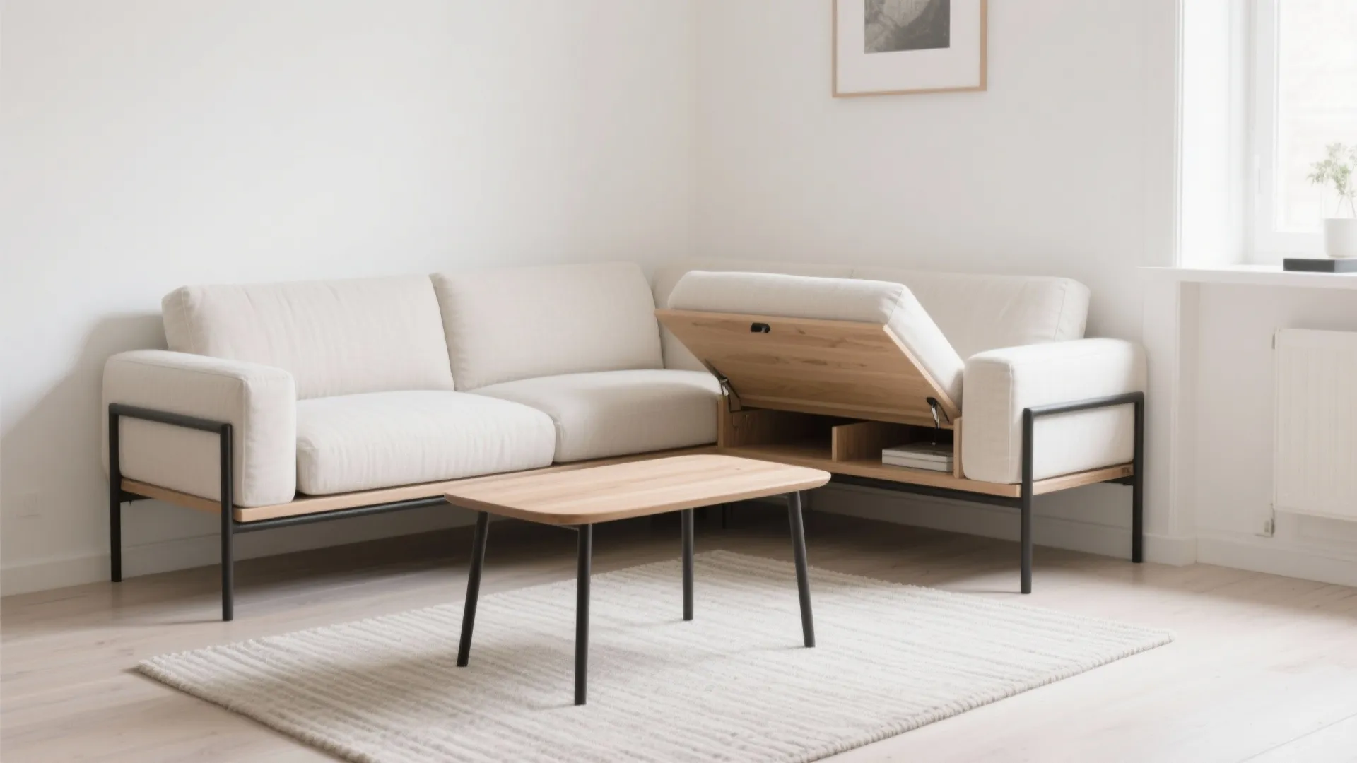 Minimalist Corner Sectional with Hidden Storage