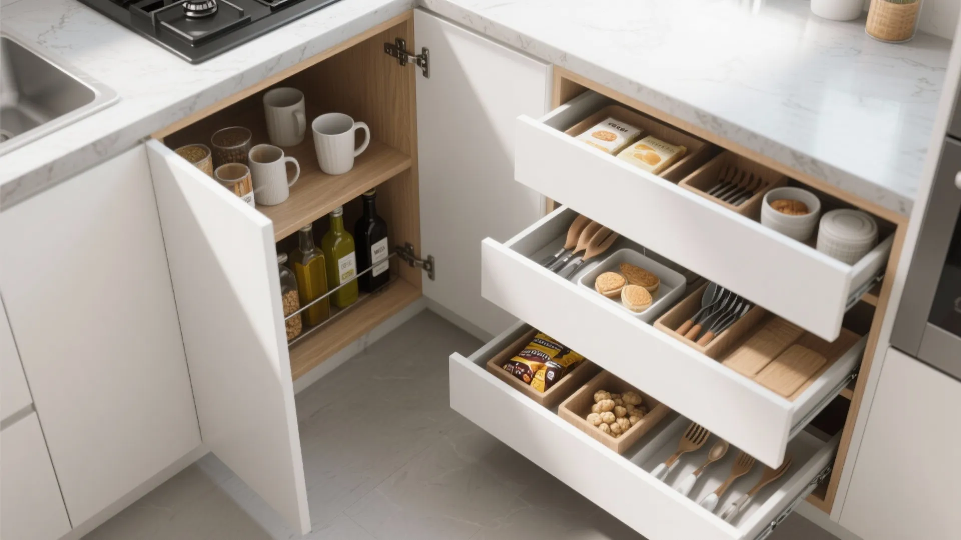 Minimalist kitchen storage that breathes