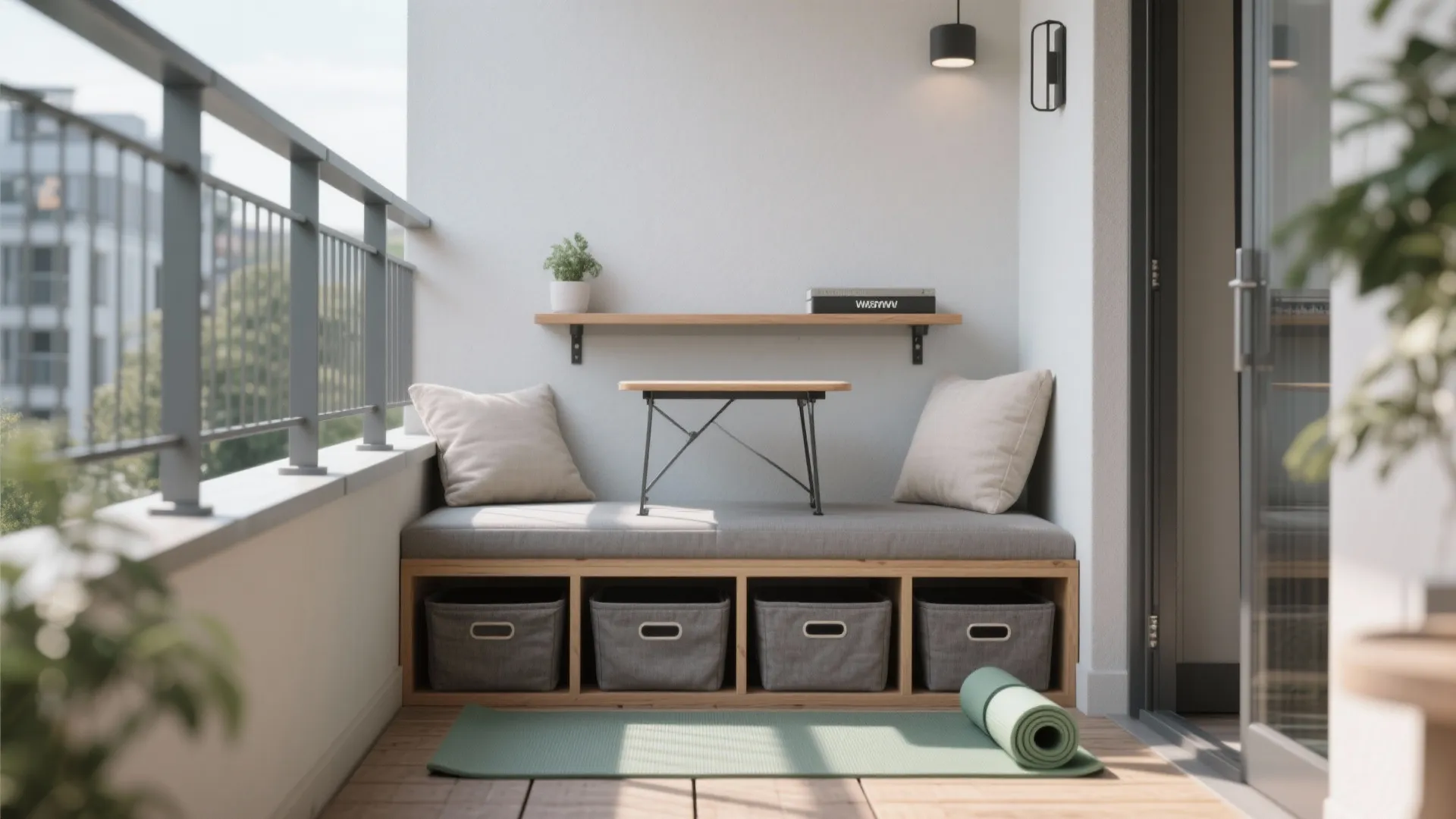 Minimalist balcony storage