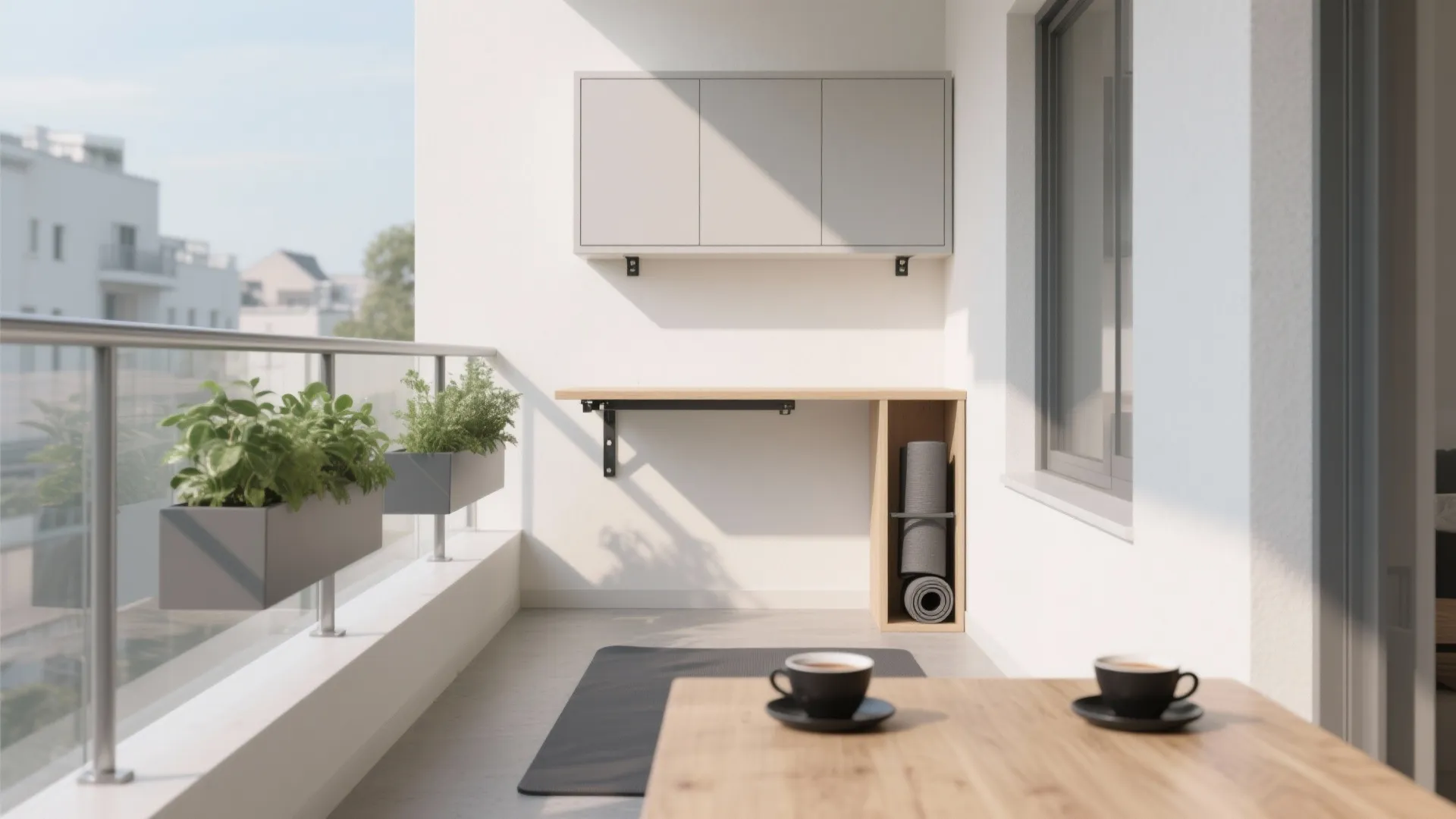Minimalist balcony storage that disappears