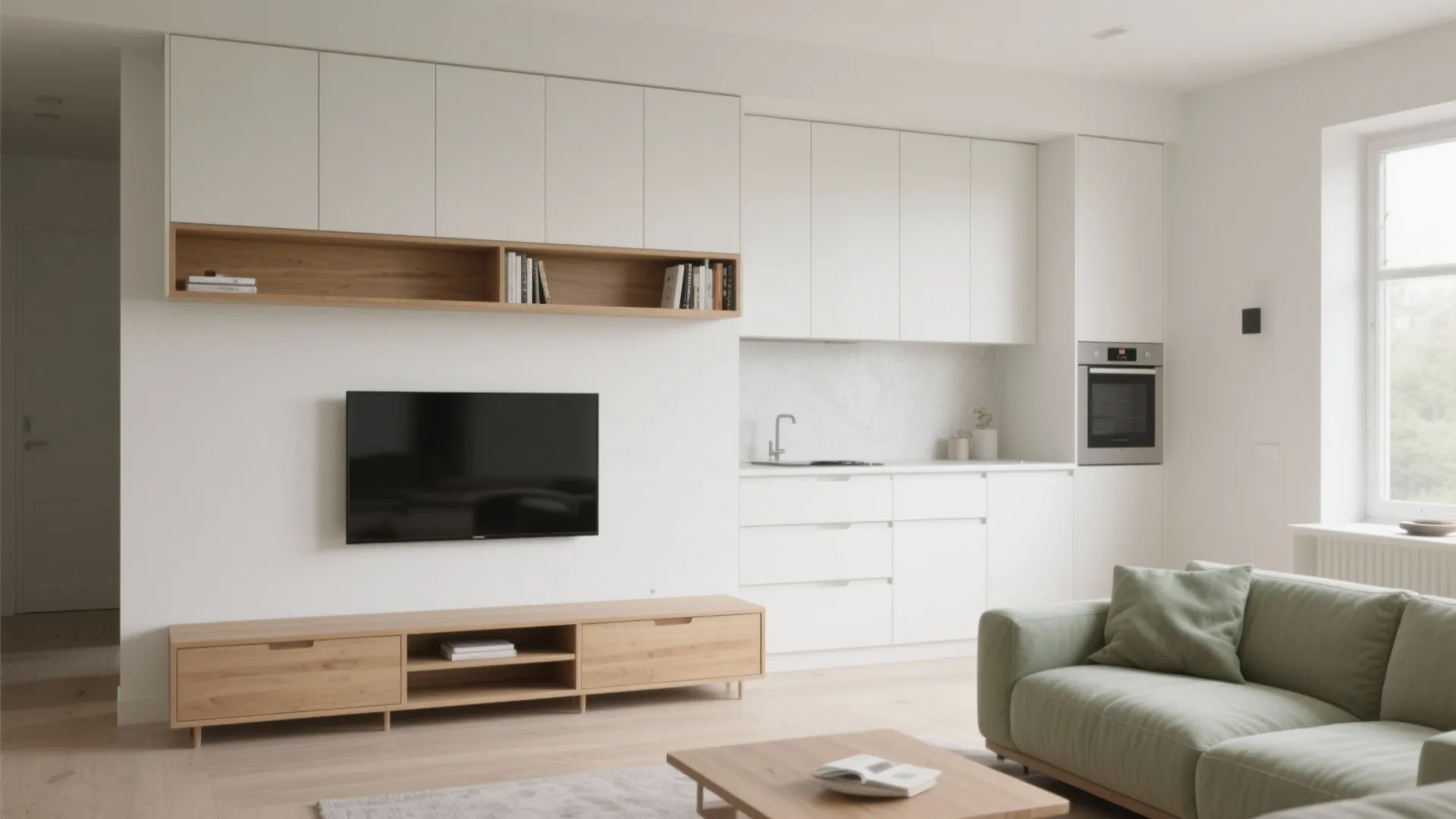 Minimalist Kitchen Storage that Blends with the Living Room