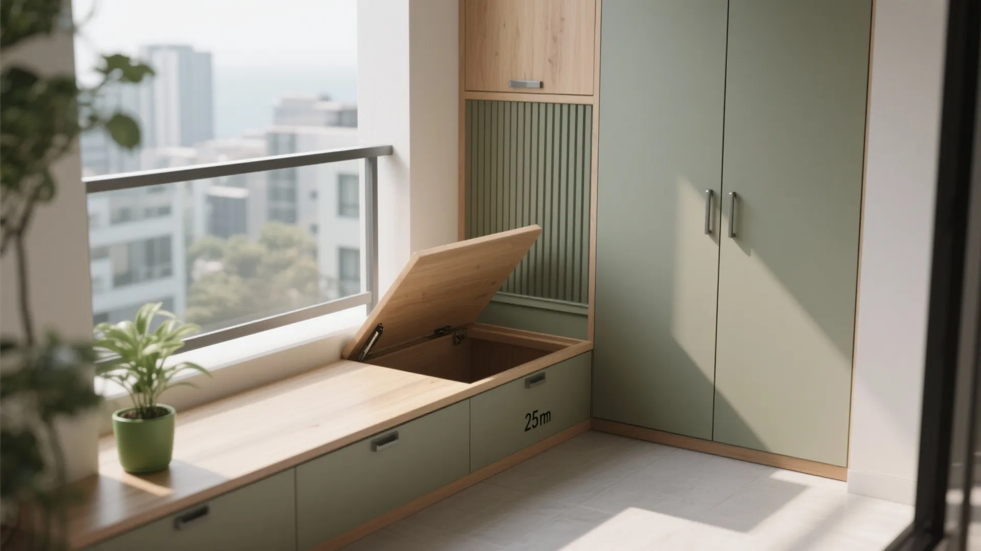 Minimalist balcony storage that hides the mess