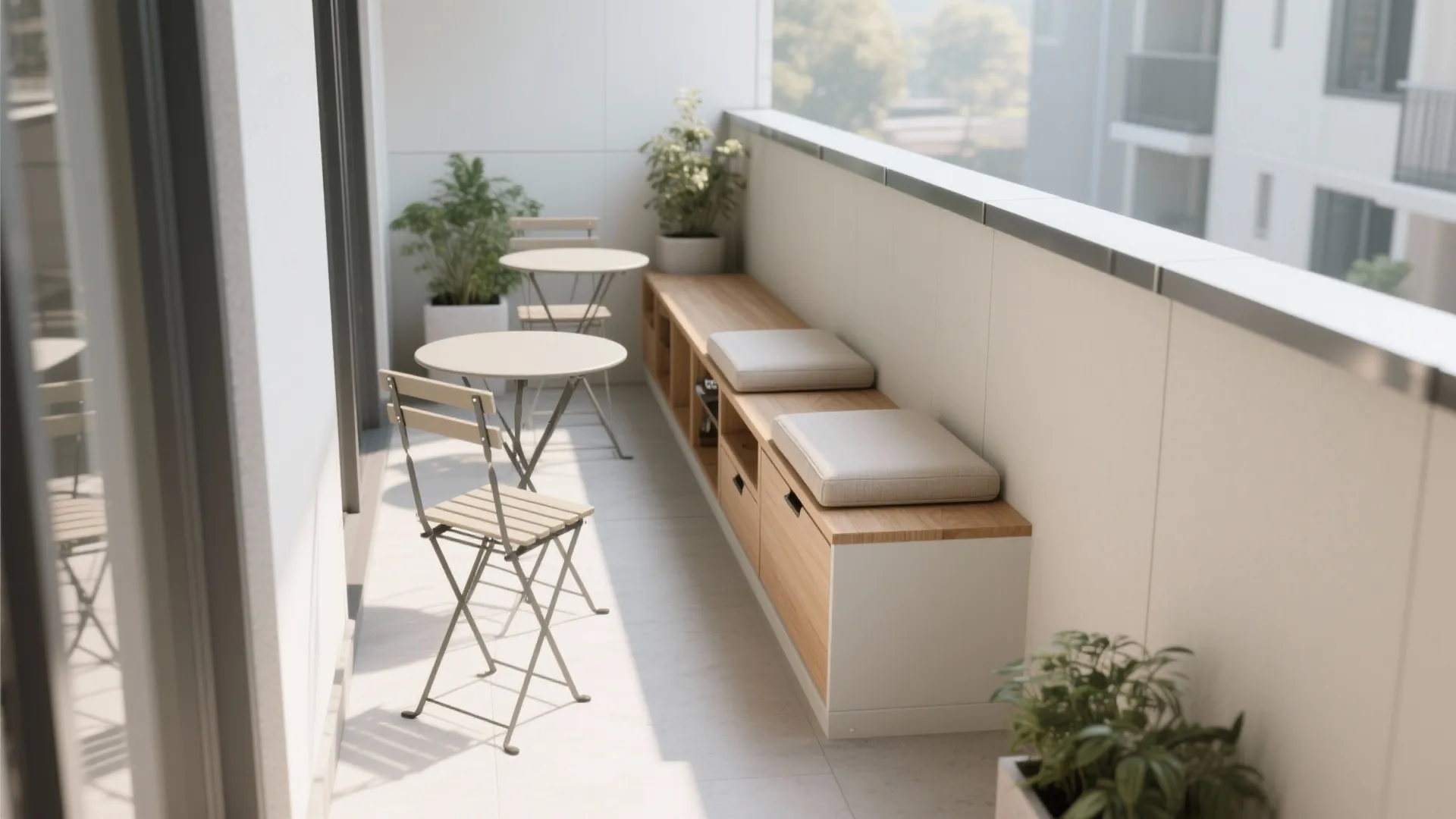 Minimal modular storage with built-in seating