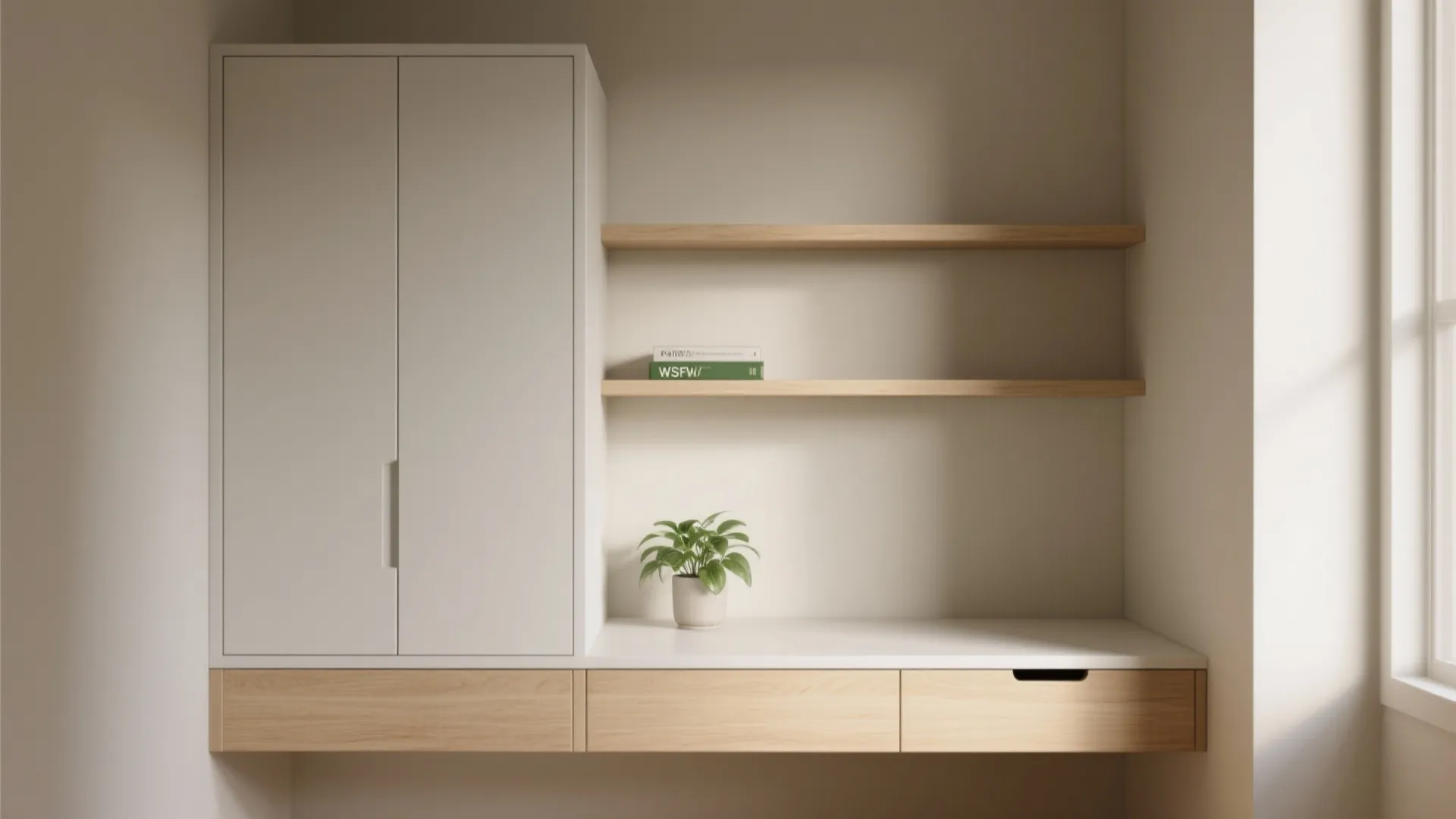 Minimalist Study Storage That Clears Visual Noise