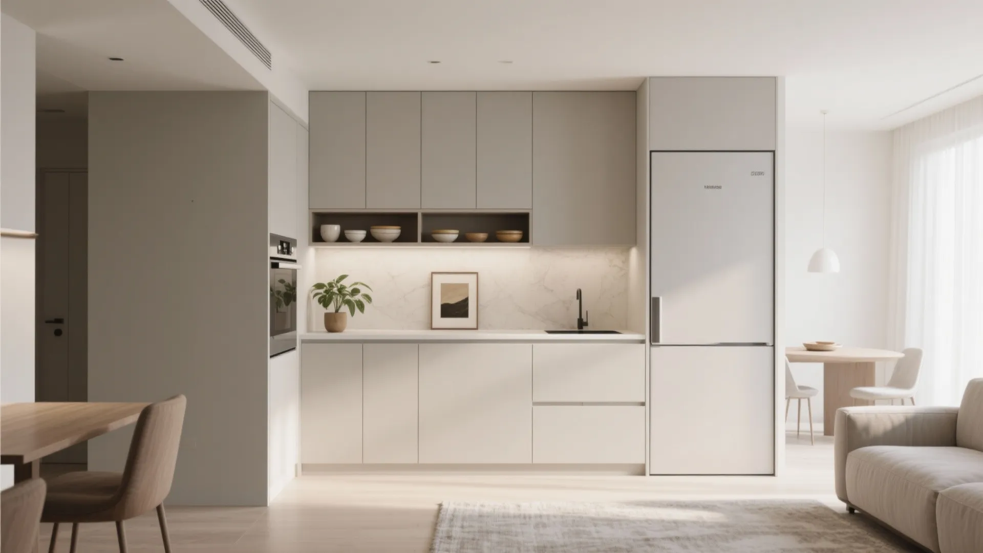 Minimalist kitchen storage that actually hides the mess