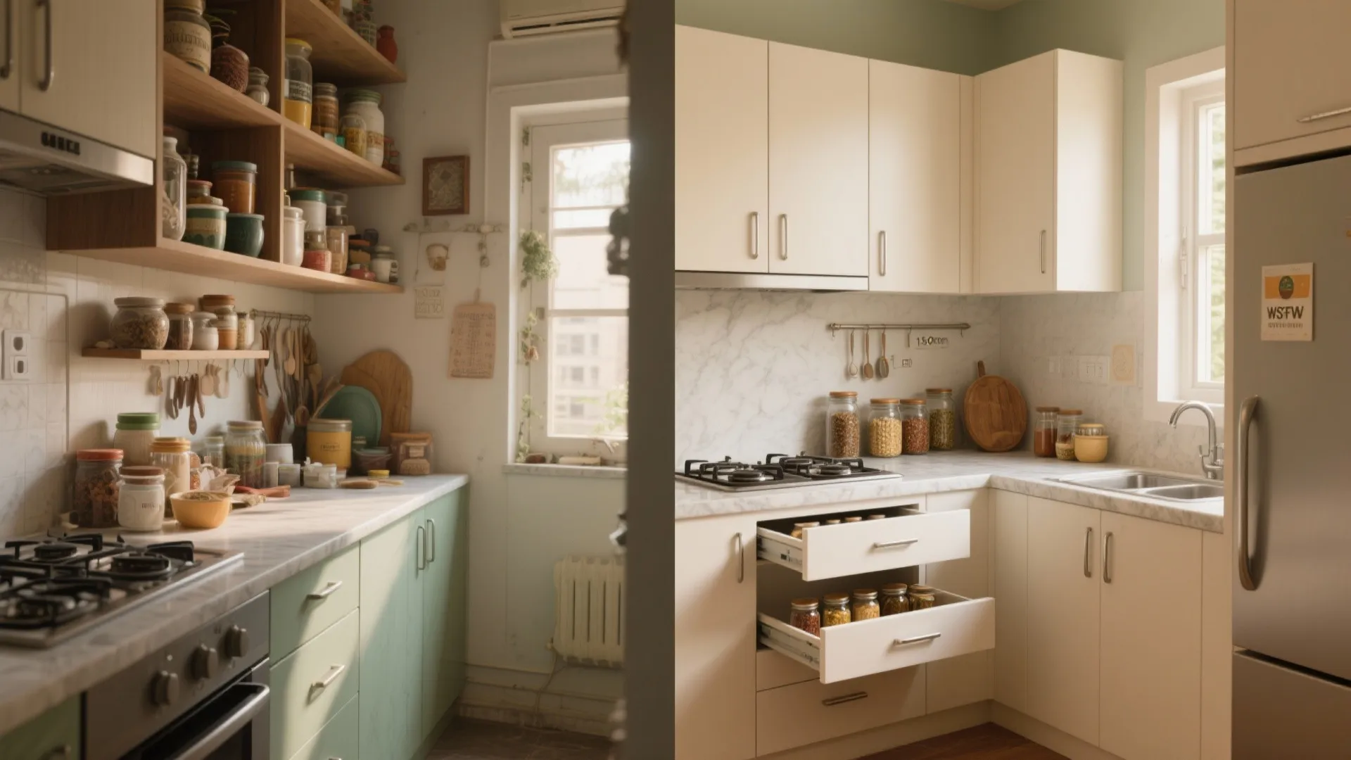 Minimalist kitchen storage for a 1 BHK