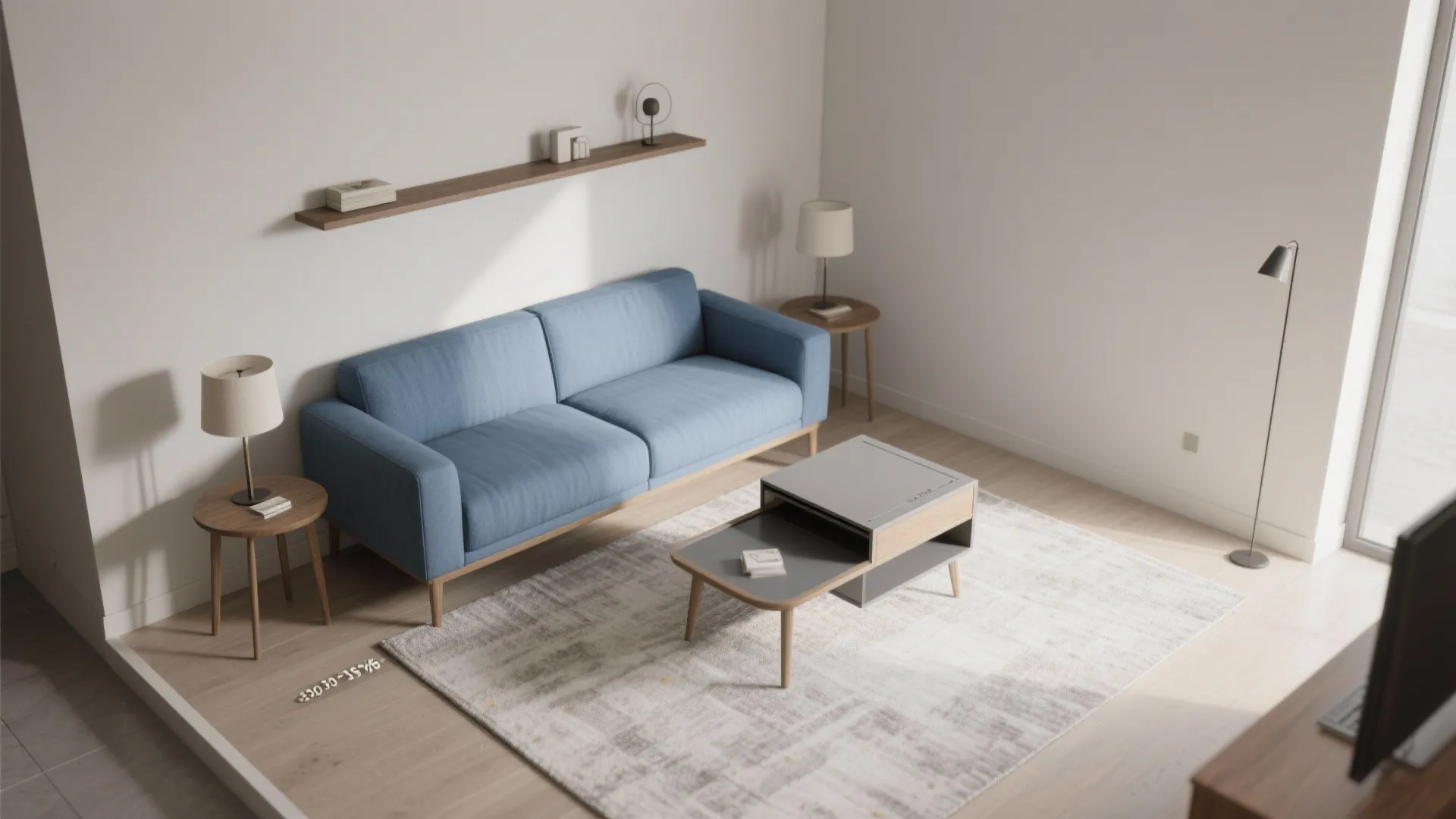 Minimalist Blue Sofa + Hidden Storage