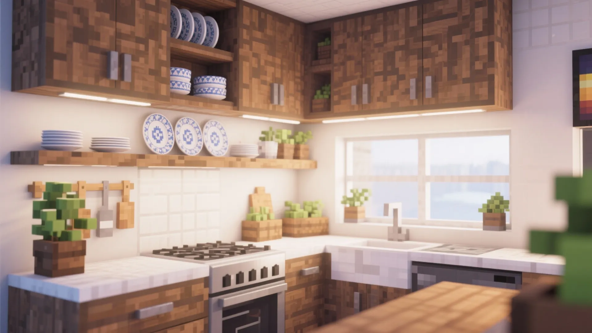 2. Open shelving for visual depth