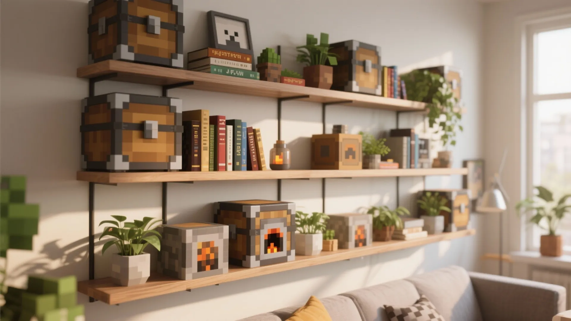 Minecraft-Inspired Shelving