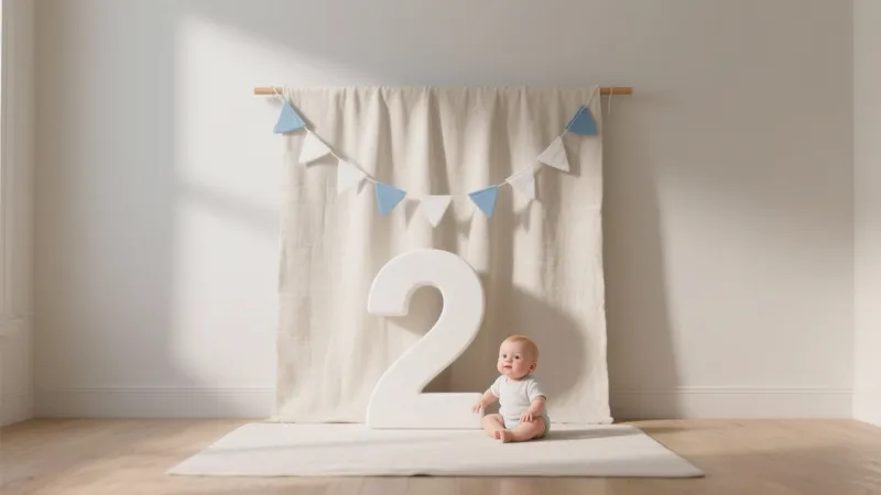 Soft Blue & Neutral Baby Milestone Photo Setup
