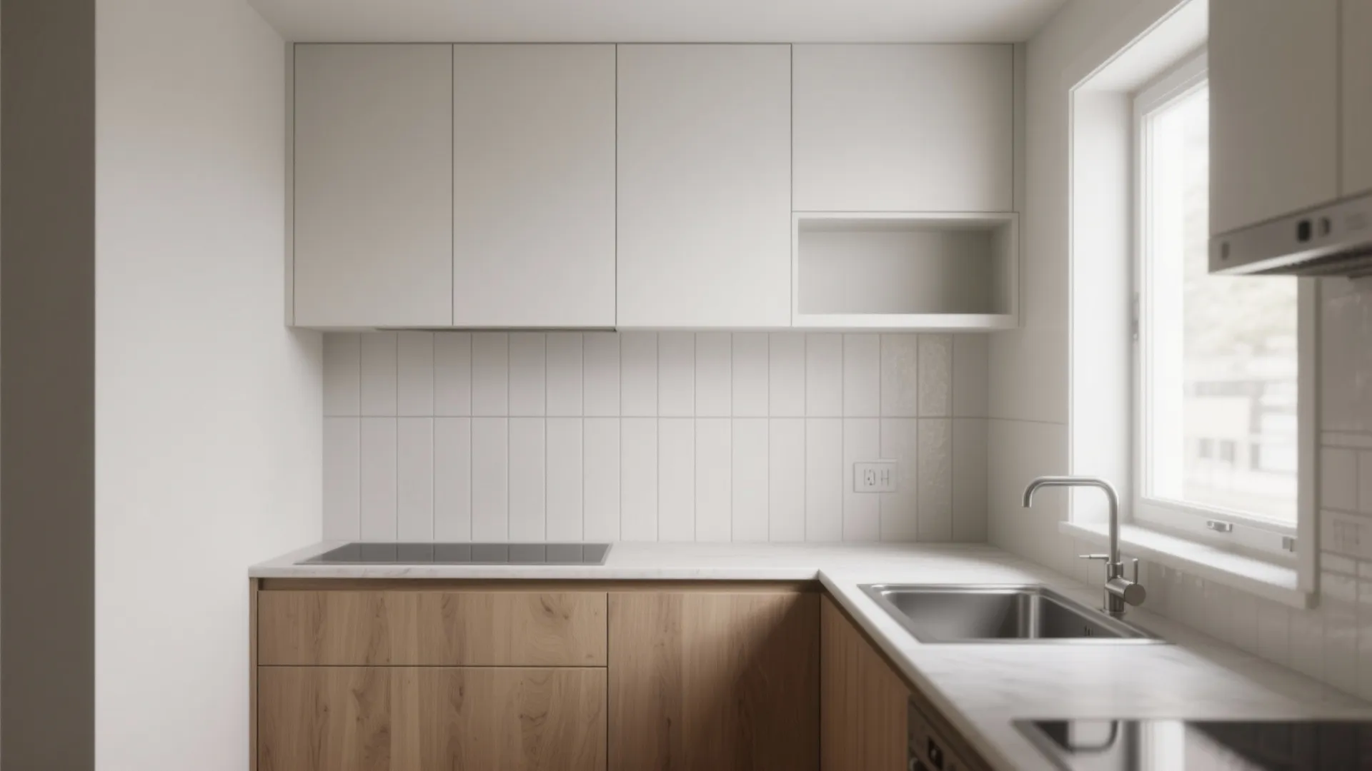 [Section: 灵感列表] Minimalist Tile Backsplash for Calm, Modern Kitchens