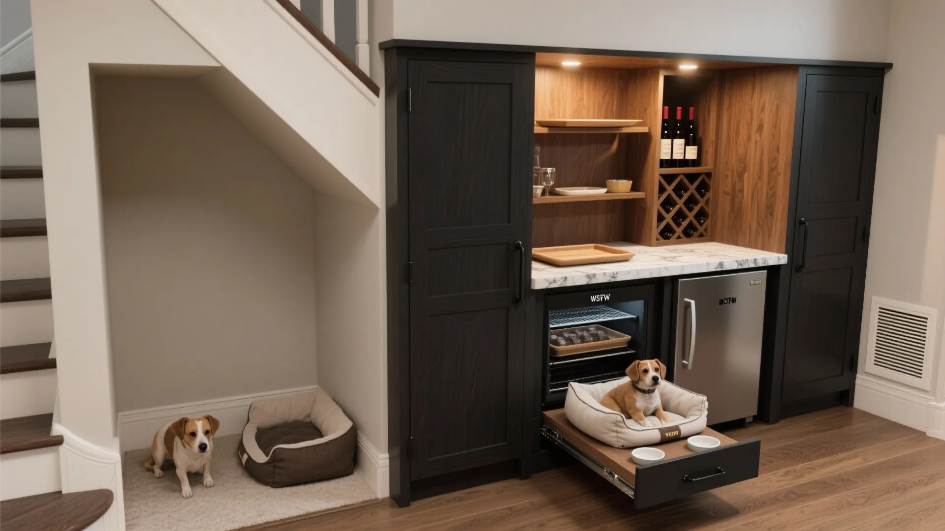 5. Mini bar, coffee station, or pet corner
