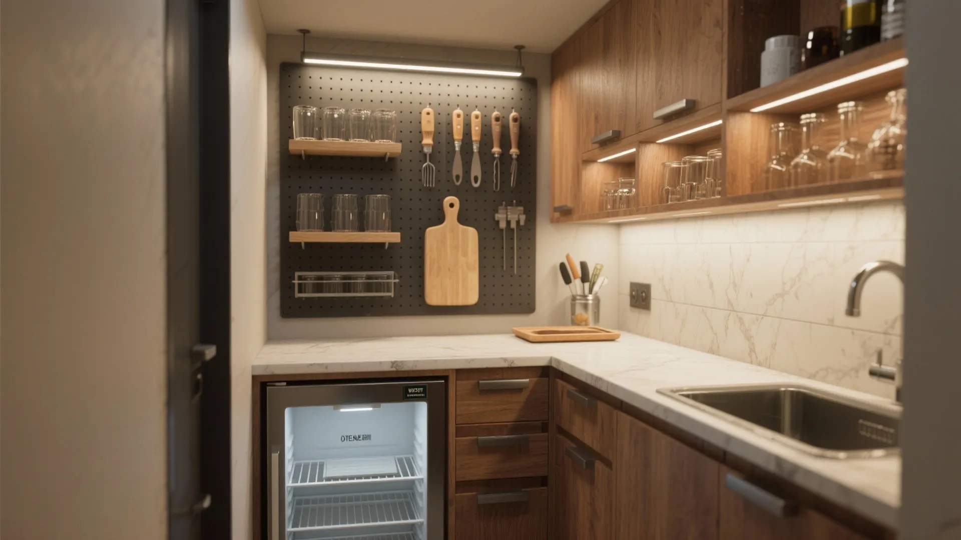 4. Mini Bar and Smart Storage Wall