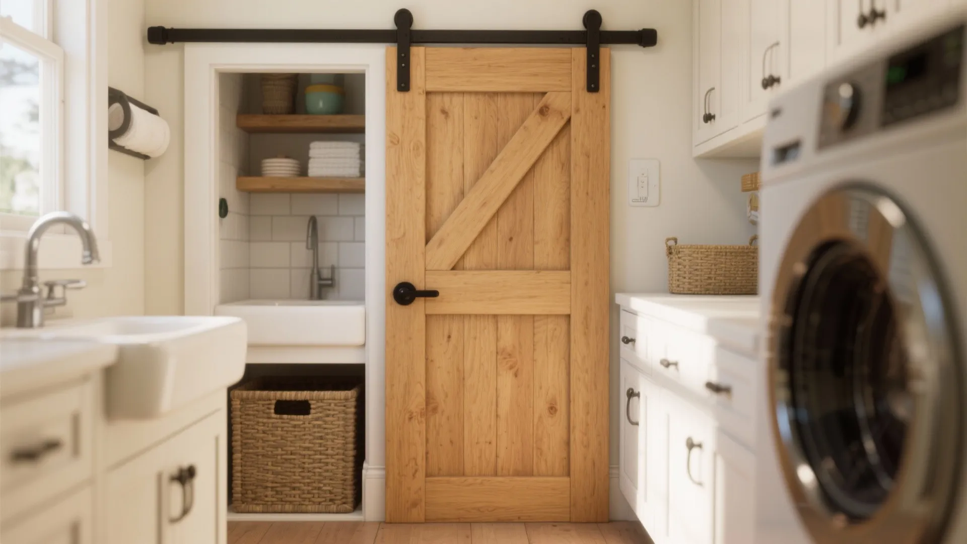 Mini barn doors for bathrooms, laundry, or pantry