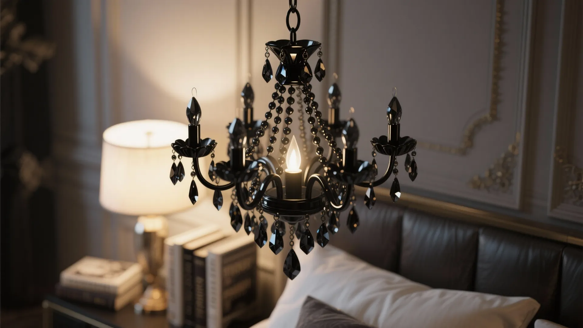 3. Mini Black Crystal Chandelier