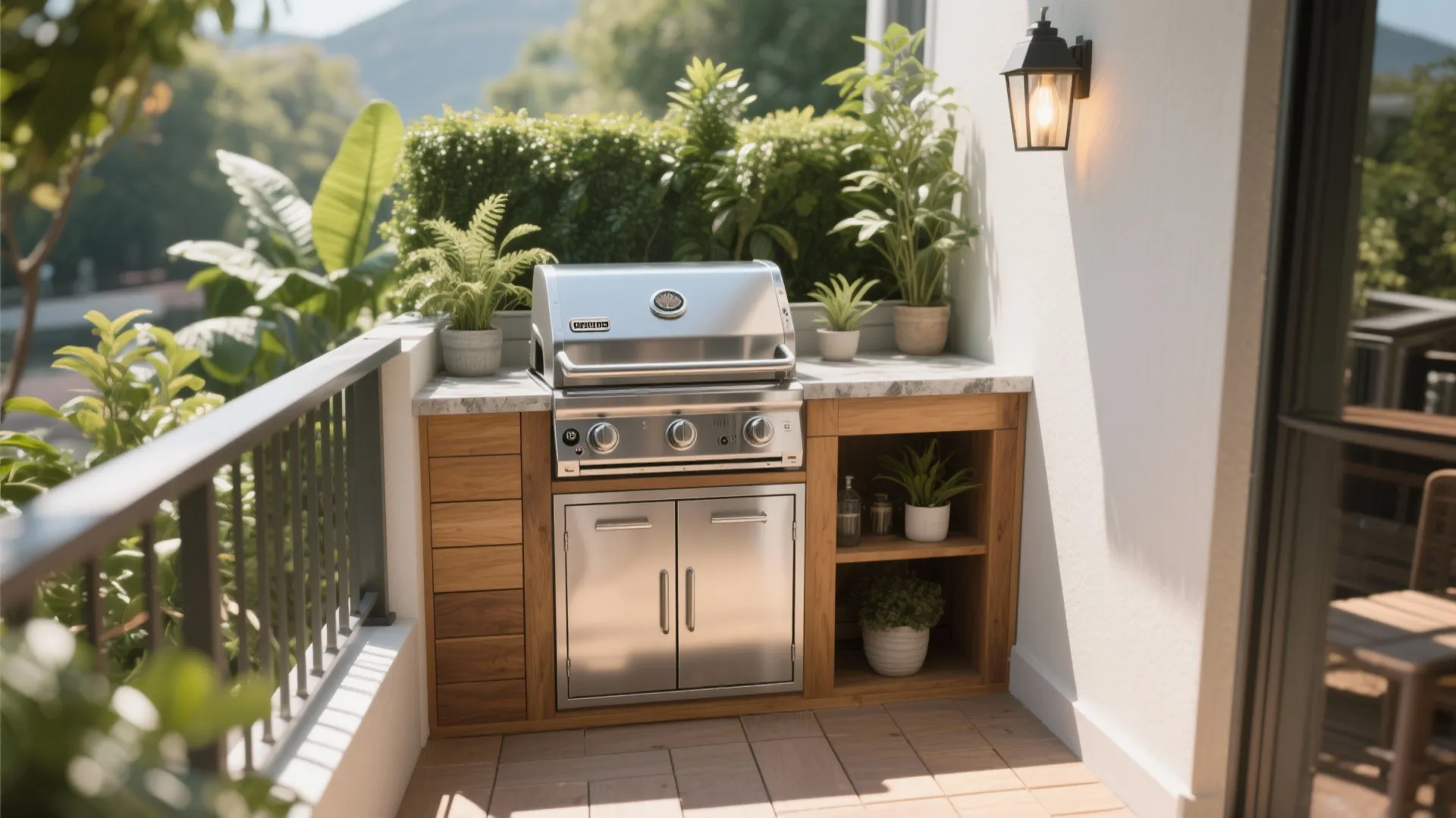 6. Mini Built-In BBQ with Storage