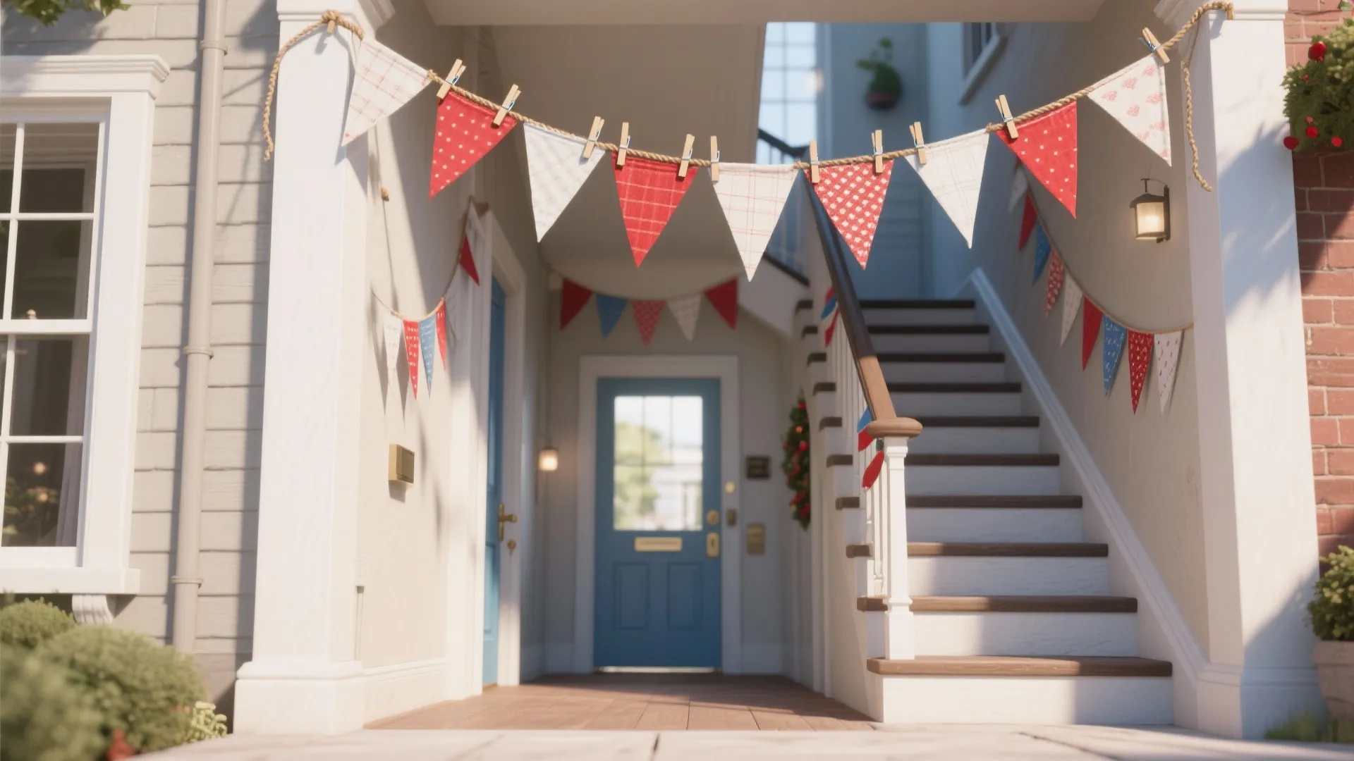 2. Mini bunting garlands for doorways and stair spindles
